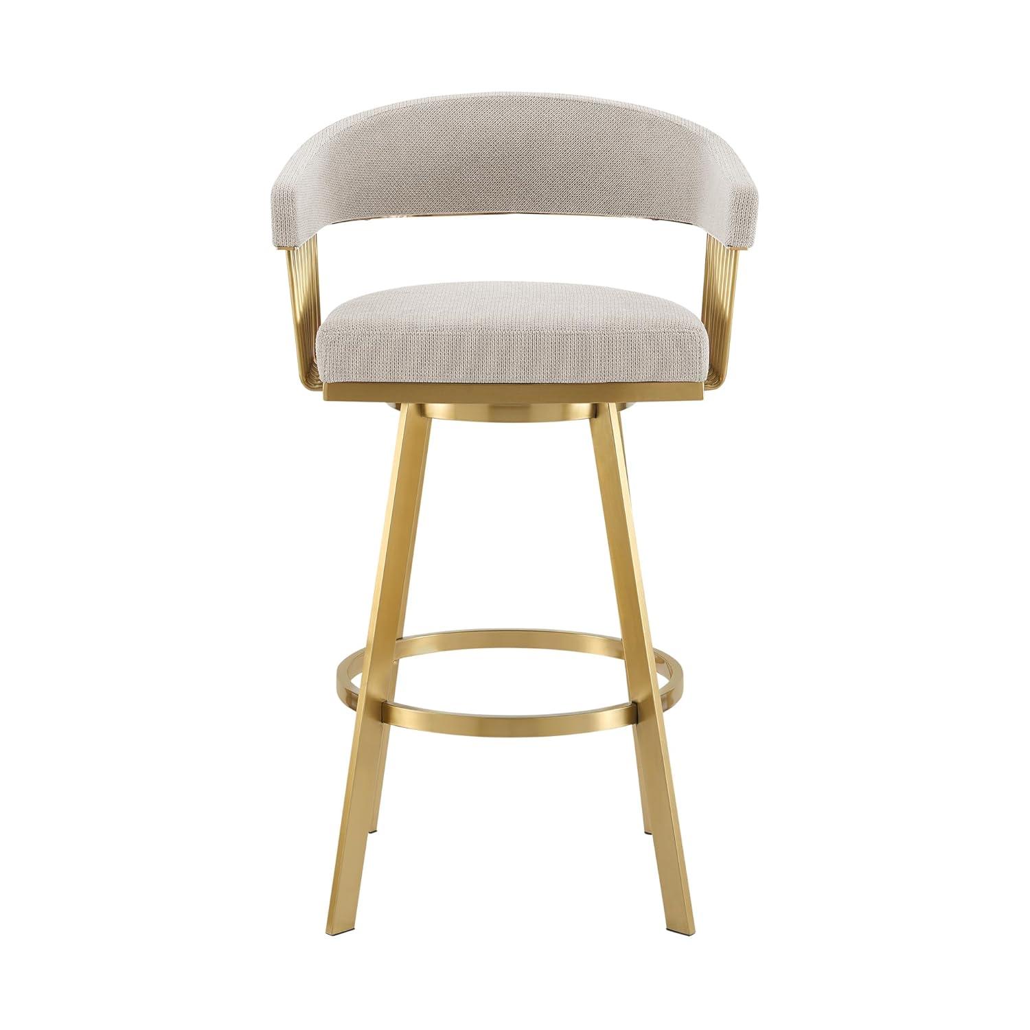 Chelsea 26" Swivel Counter Stool with Gold Brushed Stainless Steel and Taupe Fabric
