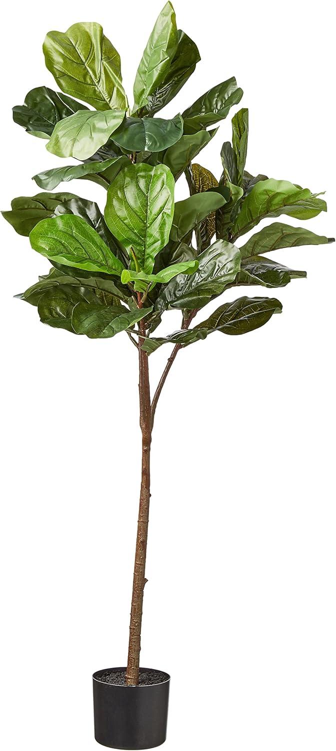 Gracie Oaks Fig 54'' Faux Fiddle Leaf Fig Tree in Stone Pot