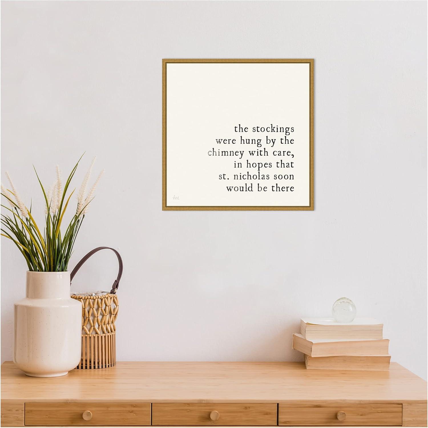 Amanti Art 16" x 16" Simple Christmas II Cream by Laura Marshall Framed Canvas Wall Art : Holiday Typography Decor, Seasonal Lithograph