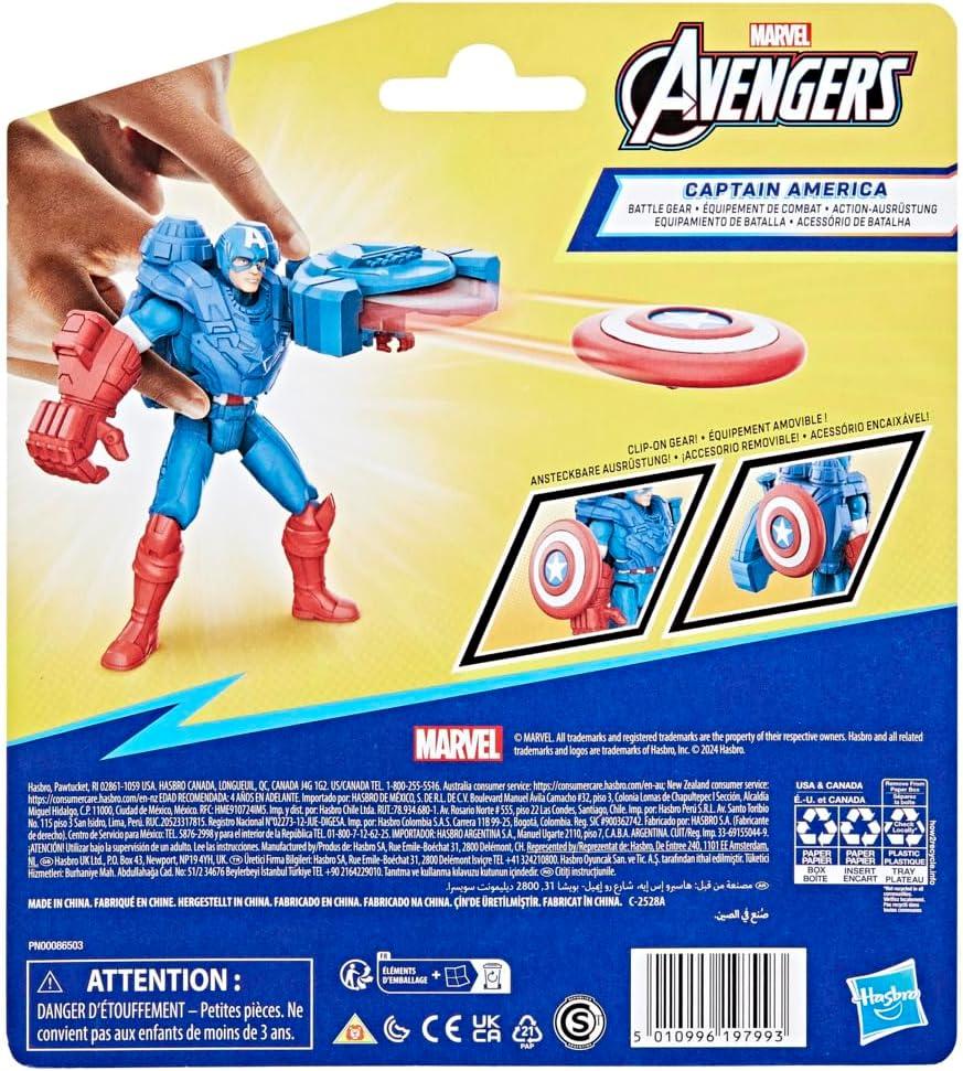 Marvel Avengers Epic Hero Series Battle Gear 4" Captain America Action Figure for Kids 4+