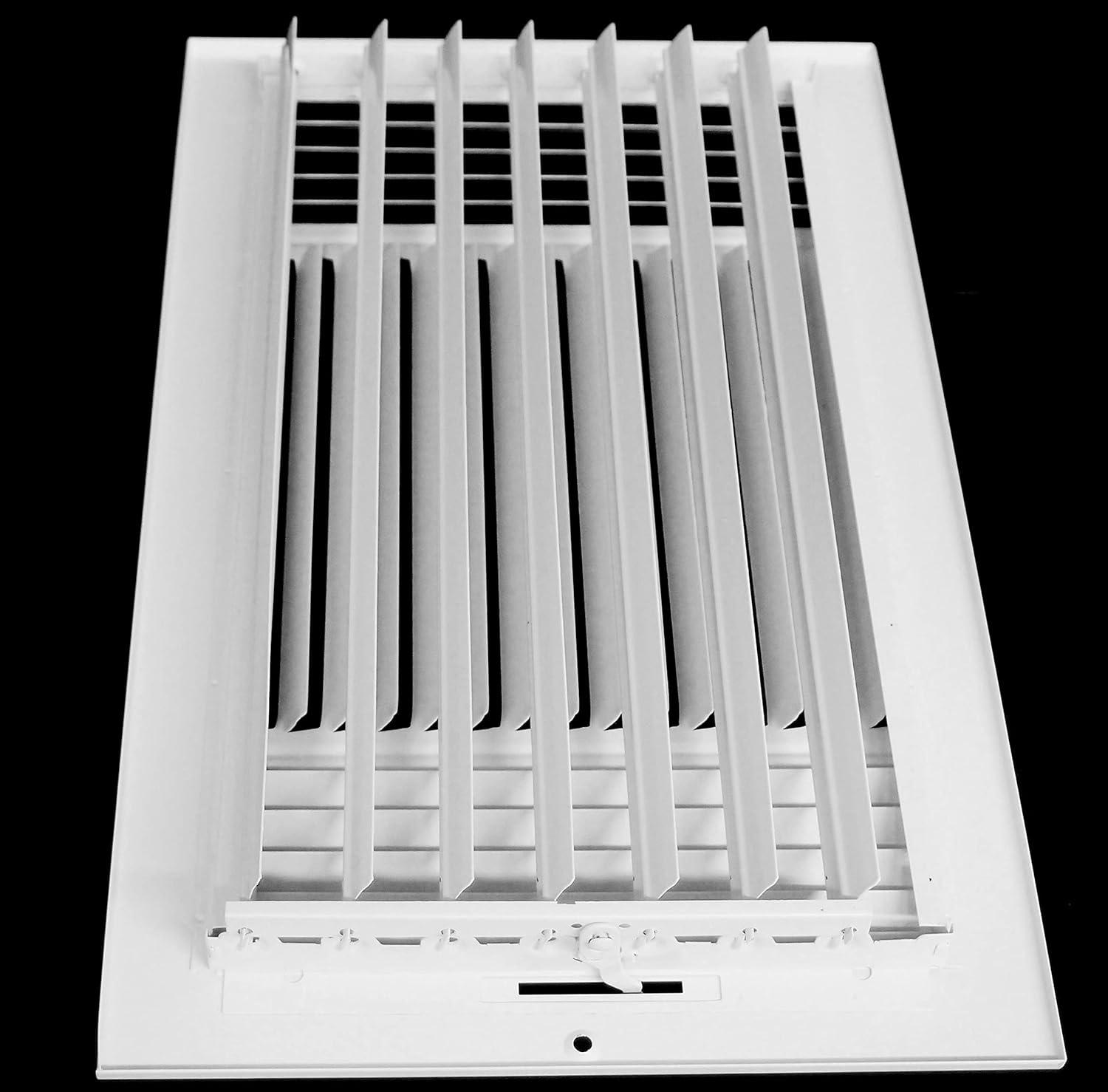 X 4"H 3-Way AIR Supply Grille - Vent Cover & Diffuser - Flat Stamped Face - White [Outer Dimensions: 9.75"W X 5.75"H]