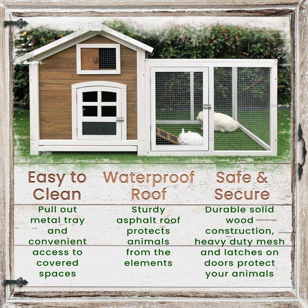 Hanover Outdoor Wooden Bird Cage with 3 Resting Bars, Ladder, Waterproof Roof and Removable Tray, 2.9 Ft. x 2.1 Ft. x 5.8 Ft.