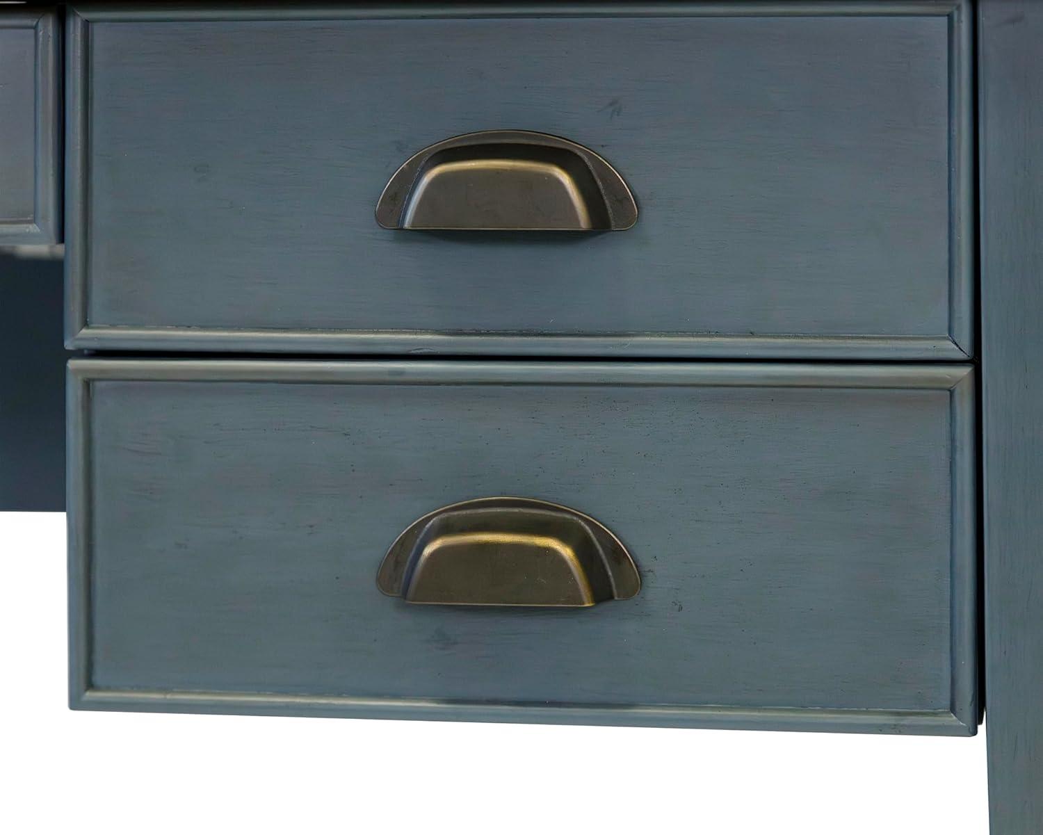 Open L-Shaped Pedestal Writing Desk Blue - Fairmont Collection - Martin Furniture: Wood, Charging Station, USB Port