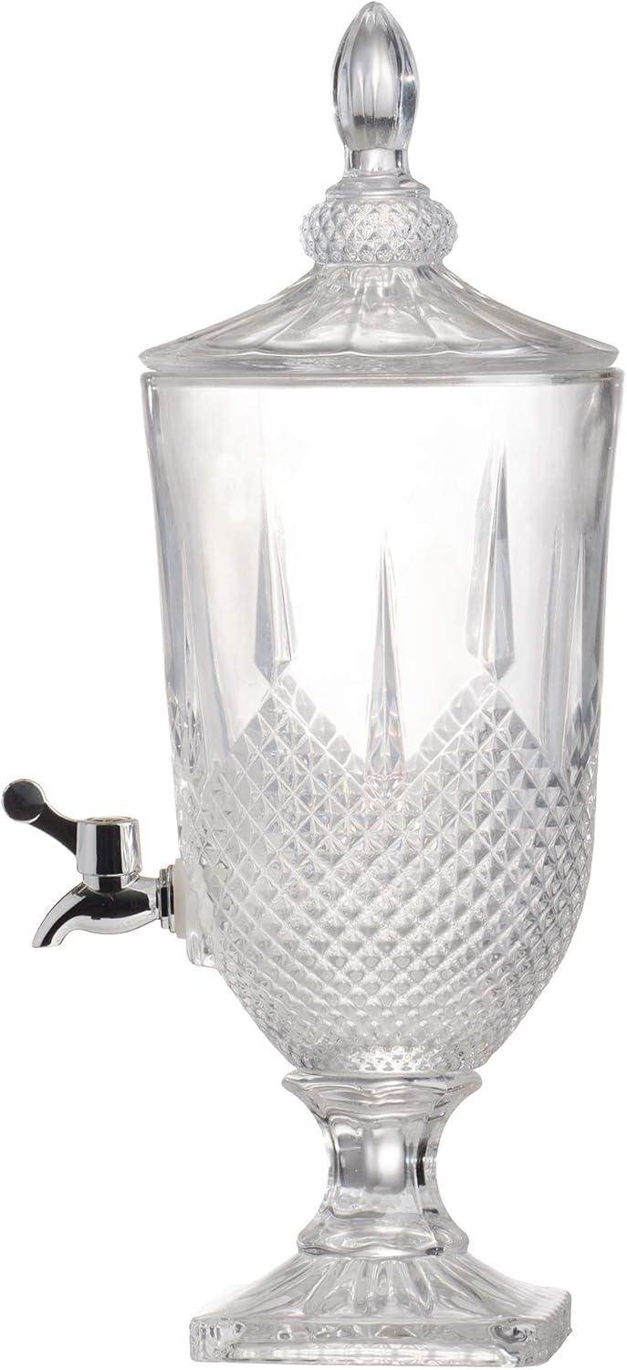 Modern Luxurious Beverage Drink Dispenser Crystal Glass Base and Lid Parties Weddings Events Catering 6.7" x 6.7" x 19"