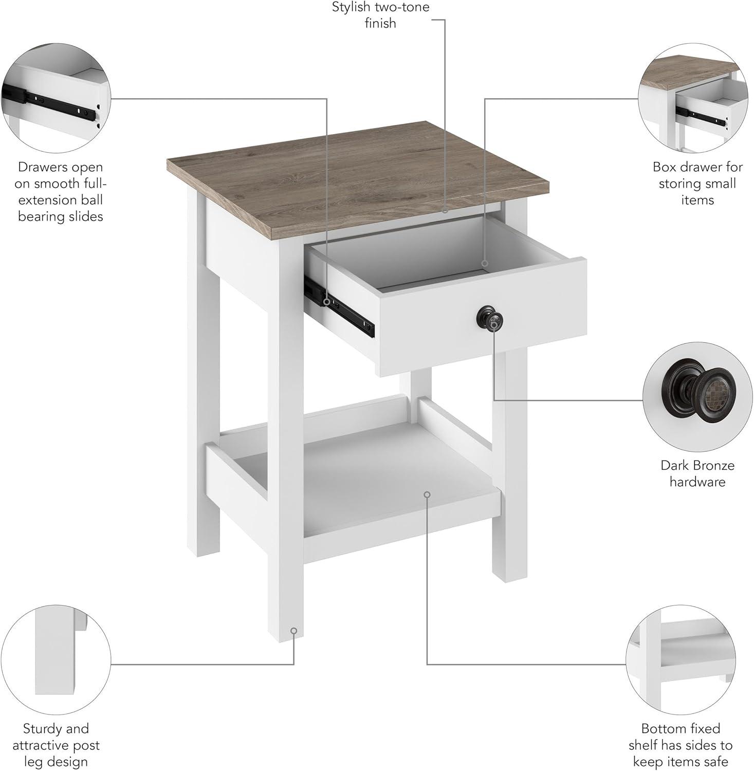 Mayfield Farmhouse Bedroom Nightstand Table - Engineered Wood