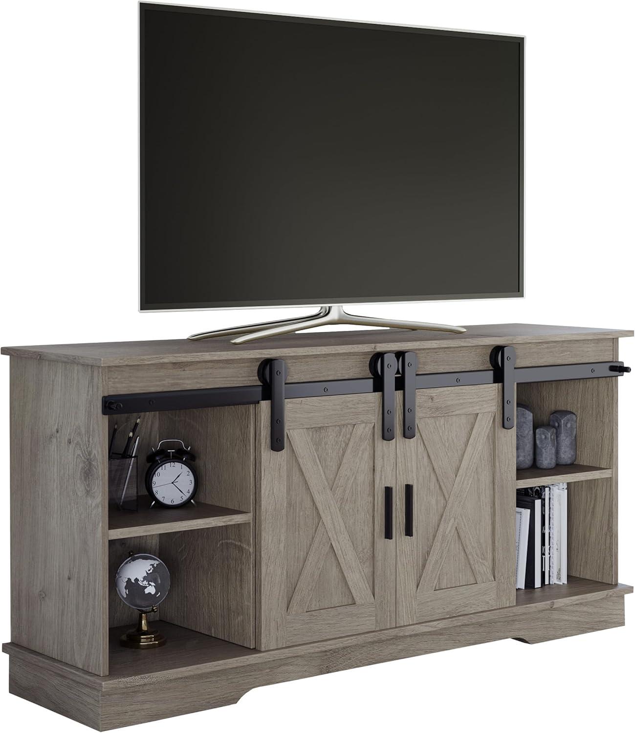 Lavish Home 65-inch TV Stand – 2-Door Entertainment Center, Adjustable Media Console Shelves, Cable Management, Farmhouse Style