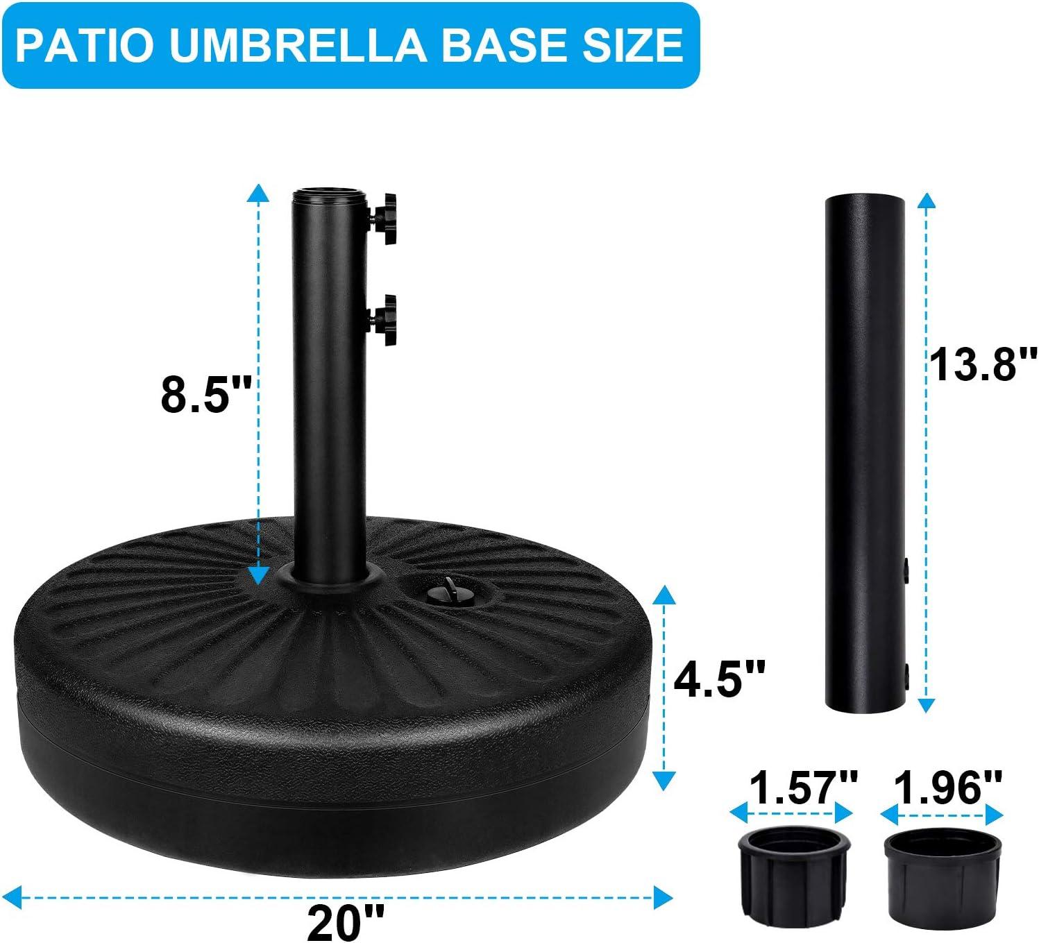 Simple Deluxe 20" Heavy Duty Patio Market Umbrella Base Stand with Steel Holder Water Filled