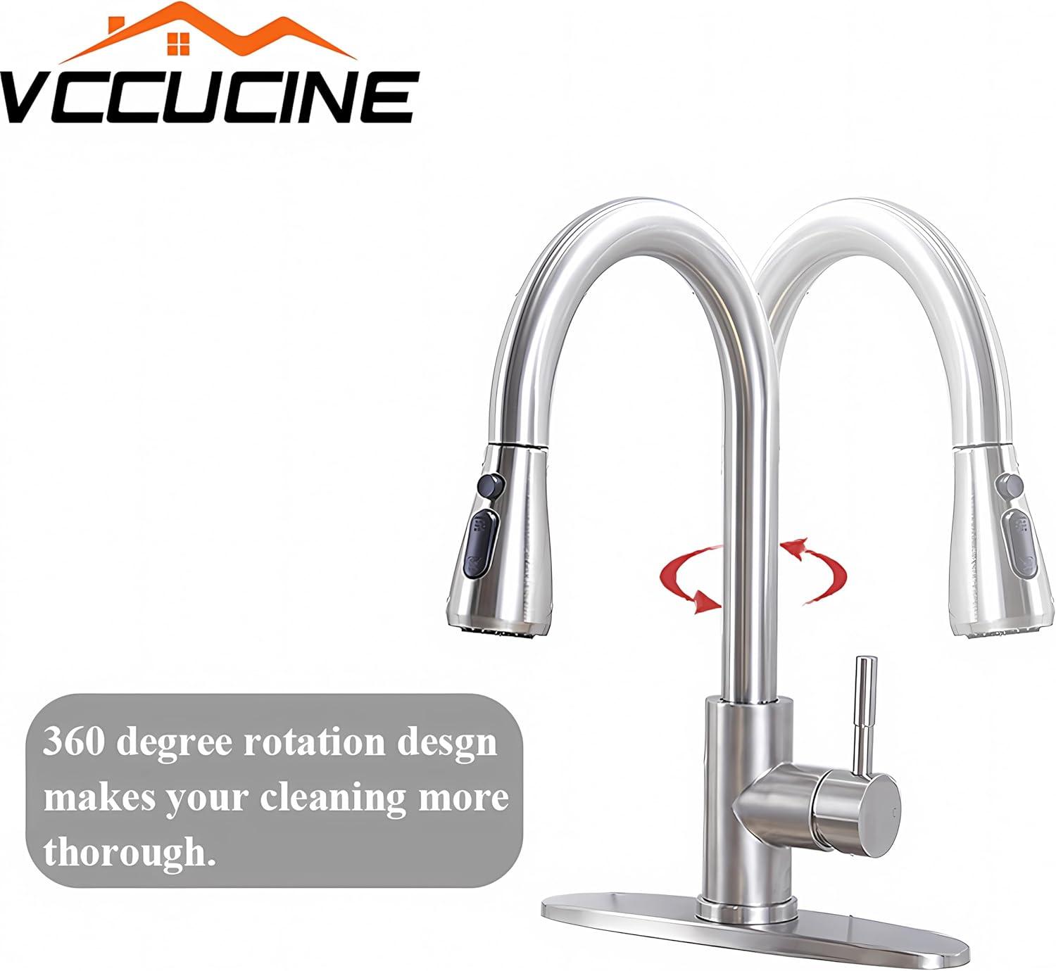 Brushed Nickel Single Handle Kitchen Faucet with Pull Down Sprayer