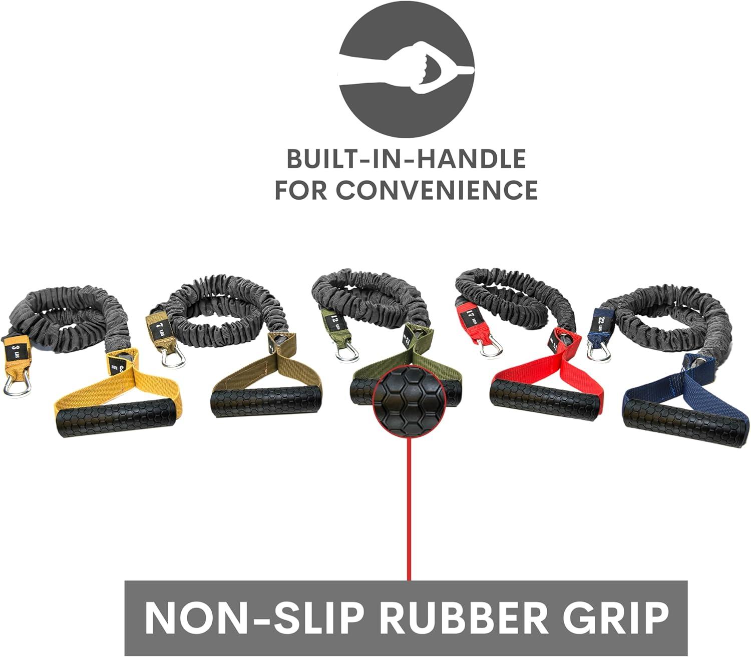 4KOR Cross Anchor Shoulder Performance Training System. Resistance Cords with Handles and Dynamic Workout Guide. Exercise Bands with Nylon Sleeves, Rubber Grips, and Carry Bag for Rehab and Strength