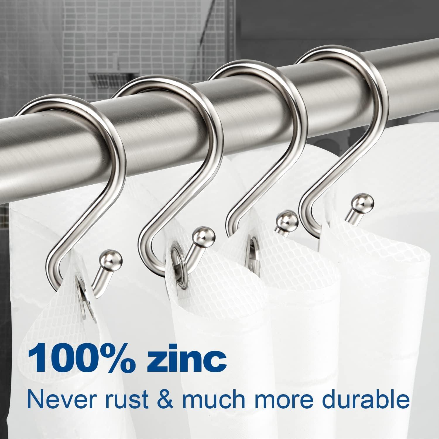 Shower Curtain Hooks Rings, Stainless Steel S Shaped Shower Hooks Rust Proof, Shower Curtain Hangers for Shower Curtain, Kitchen, Wardrobe & Garden,