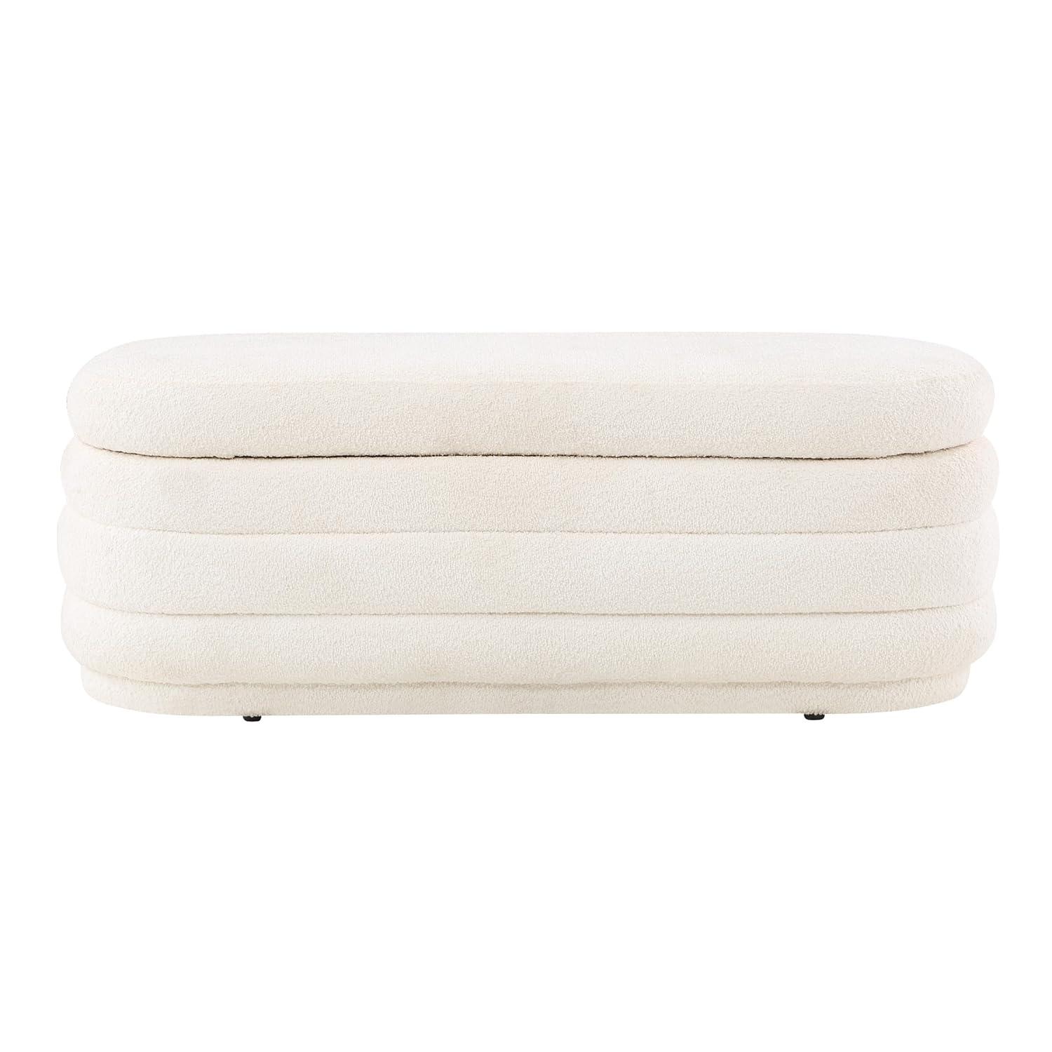 Clifford Storage Bench- White Fabric Snow Sherpa