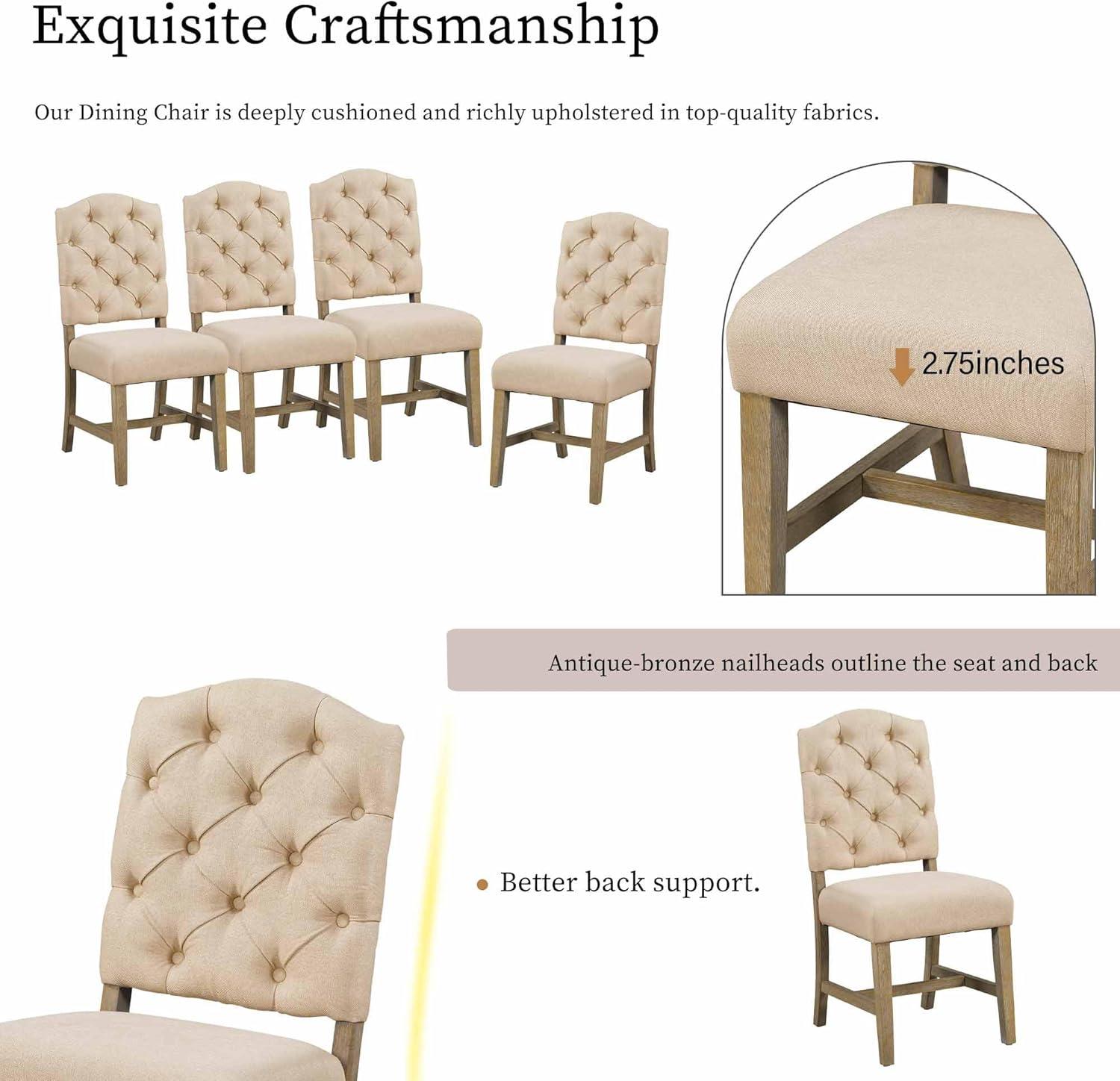 Bellemave Extendable Dining Table Set for 4, 5-Piece Round Table Set with 4 Chairs, Circle Table with Upholstered Chairs, Oval Kitchen Table Set with Extendable Table (Natural Wood Wash)