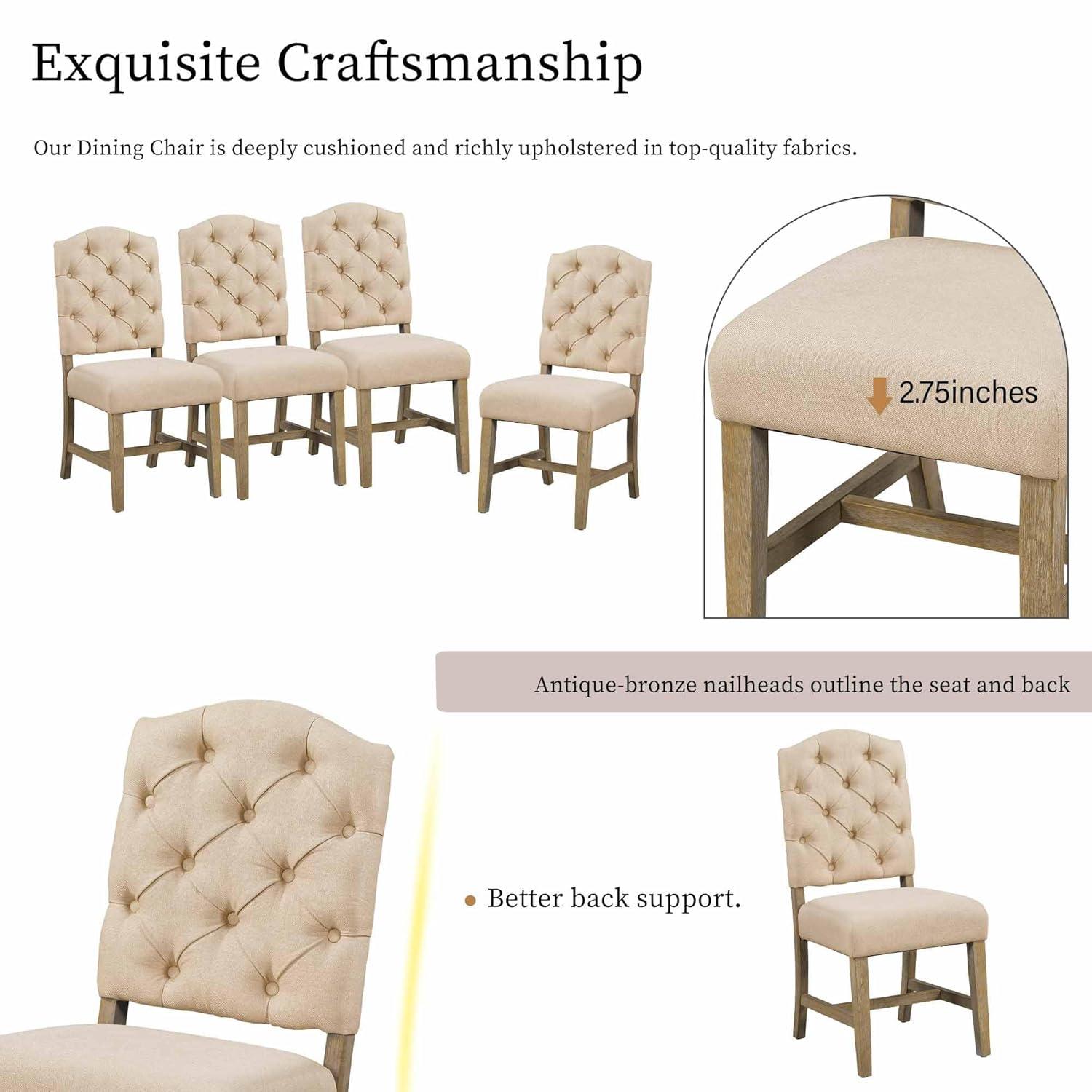 Bellemave Extendable Dining Table Set for 4, 5-Piece Round Table Set with 4 Chairs, Circle Table with Upholstered Chairs, Oval Kitchen Table Set with Extendable Table (Natural Wood Wash)