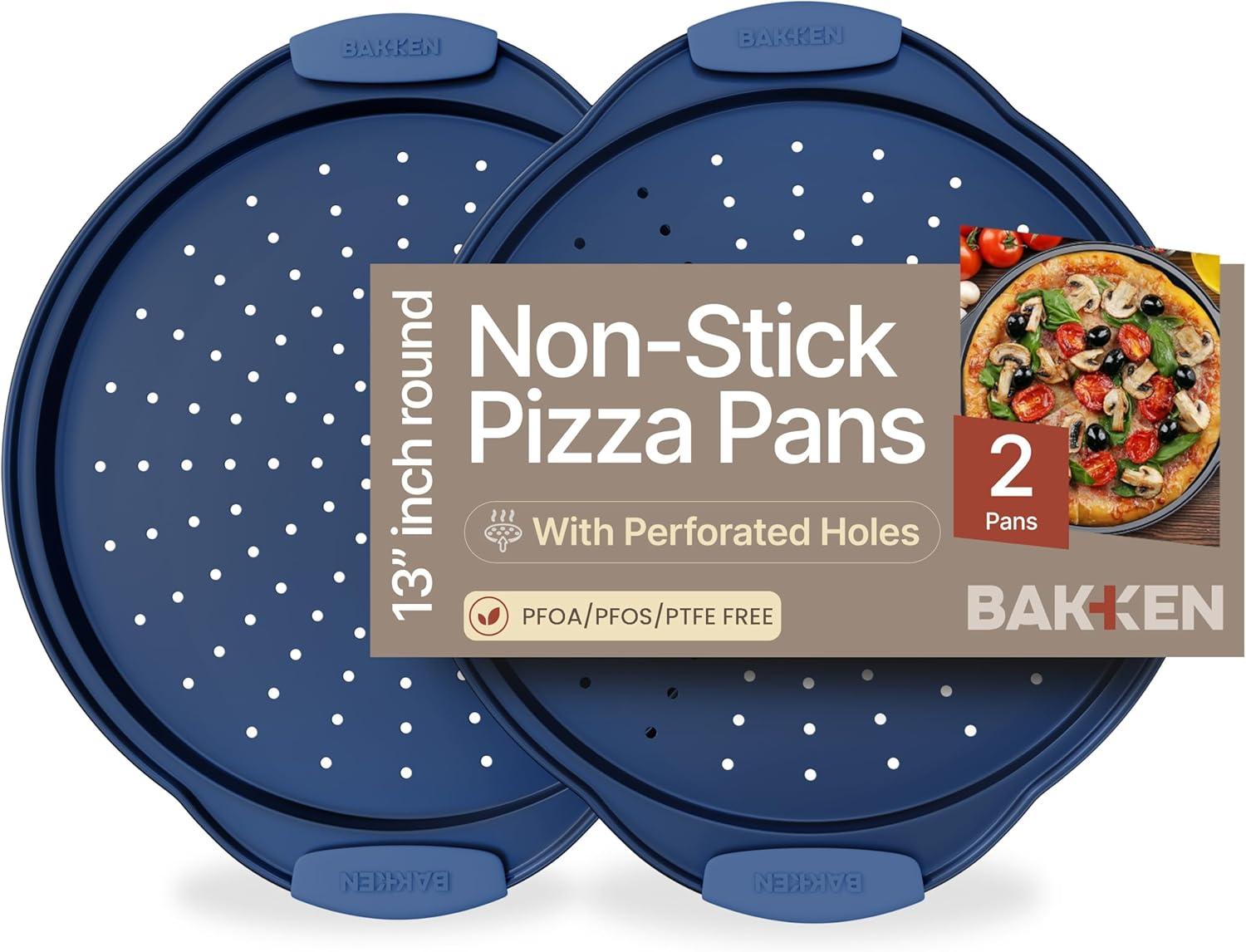 Pizza Pan with silcione Handle - Royal Blue- 2 Pack
