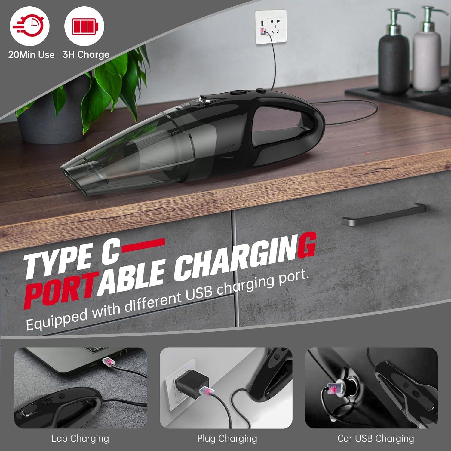Handheld Vacuum Cordless Rechargeable, Dust Busters Cordless Rechargeable With LED, USB Charge, 1.65Lbs Hand Vacuum, Hand Vacuums For Car/Home/Pet