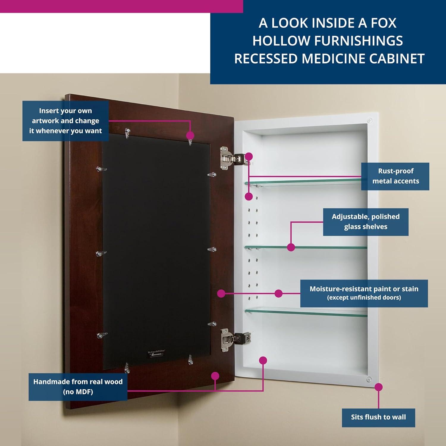 Recessed Picture Frame Door Medicine Cabinet with 3 Adjustable Shelves