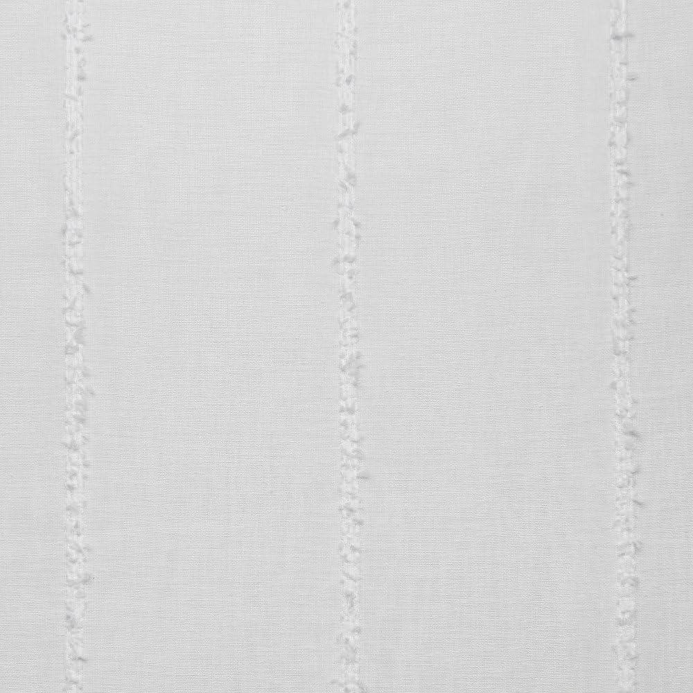 Set of 2 84"x54" Santos Embellished Stripe Textured Linen Sheer Rod Pocket Window Curtain Panel White - Exclusive Home