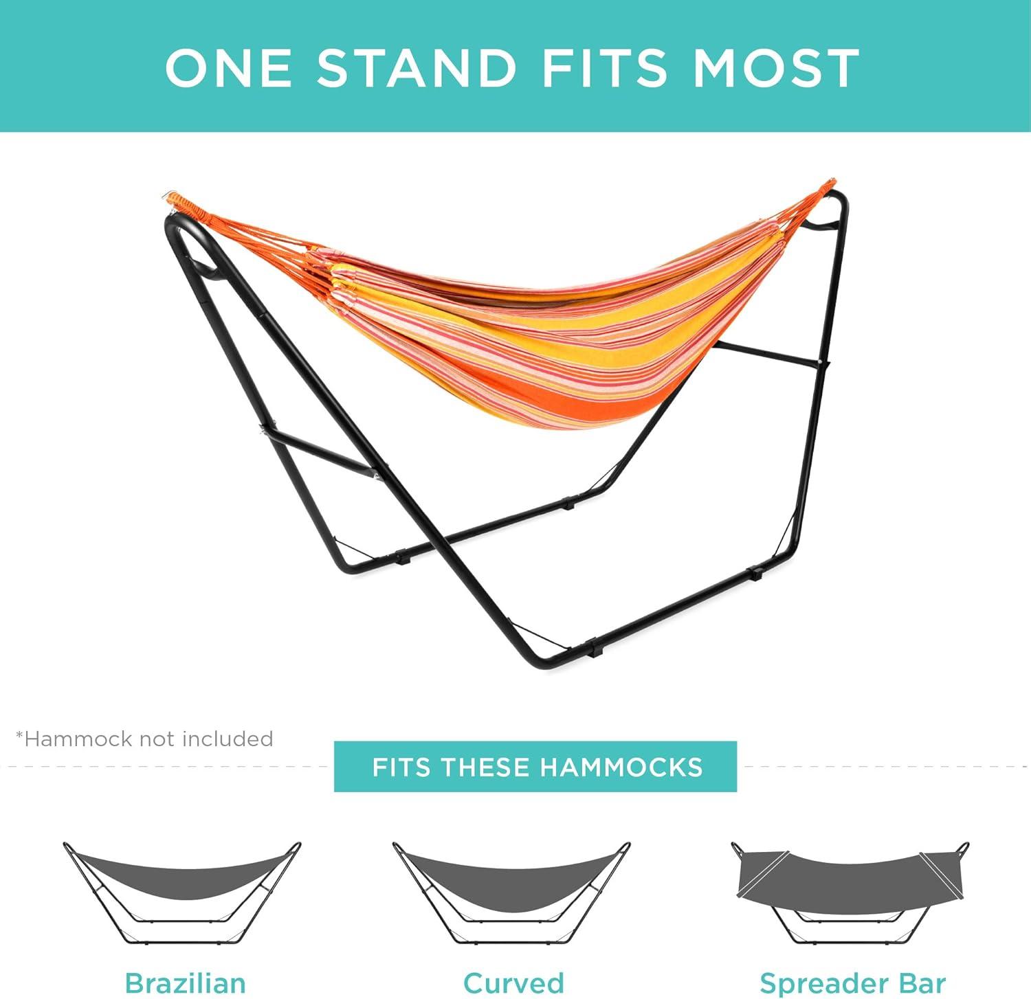 Best Choice Products Outdoor Adjustable Steel Hammock Stand for 9-14ft Hammocks w/ Hooks, Carrying Bag, 450lb Capacity