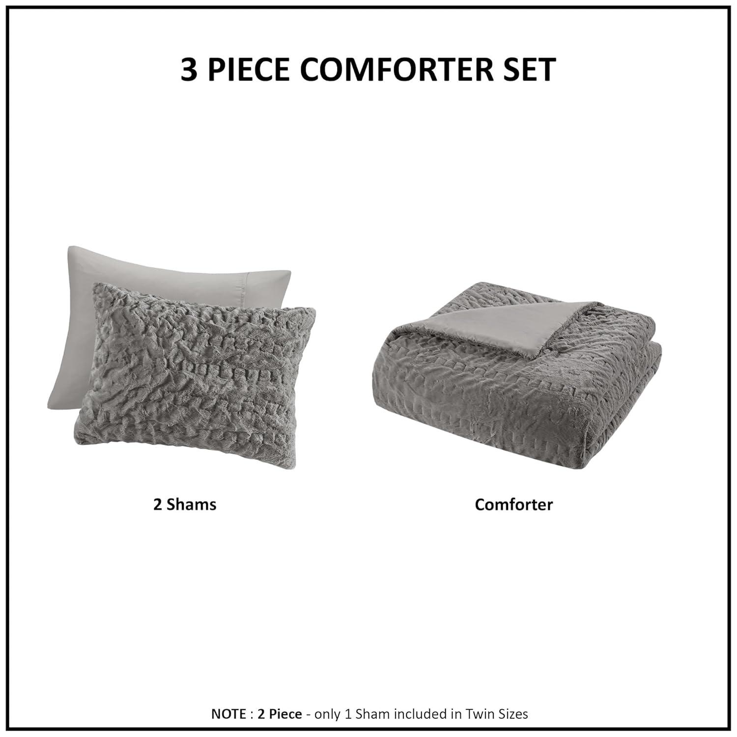 Almagul Ruched Fur Down Alternative Comforter Set