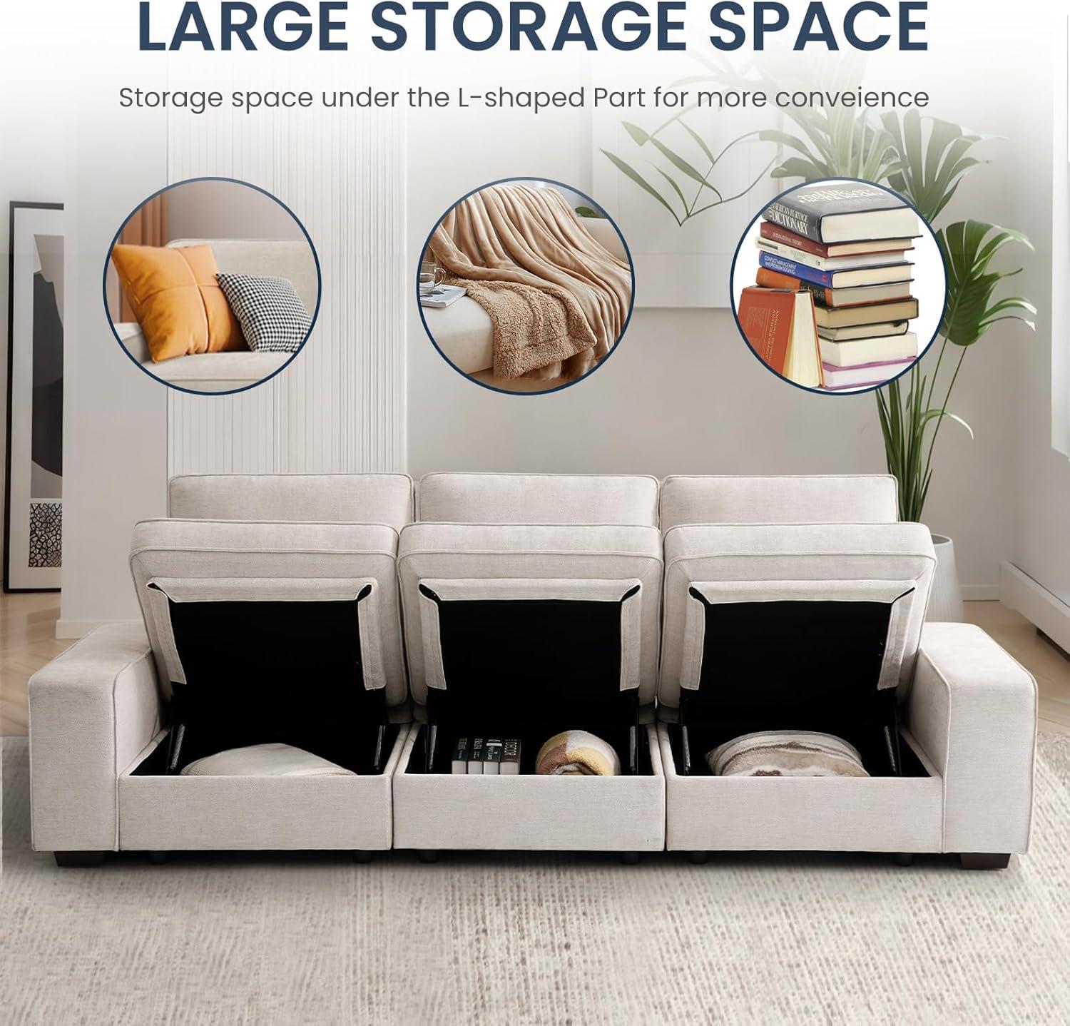 Latitude Run® Modern Modular Chenille Sectional Sofa With Storage Space And Detachable Cover