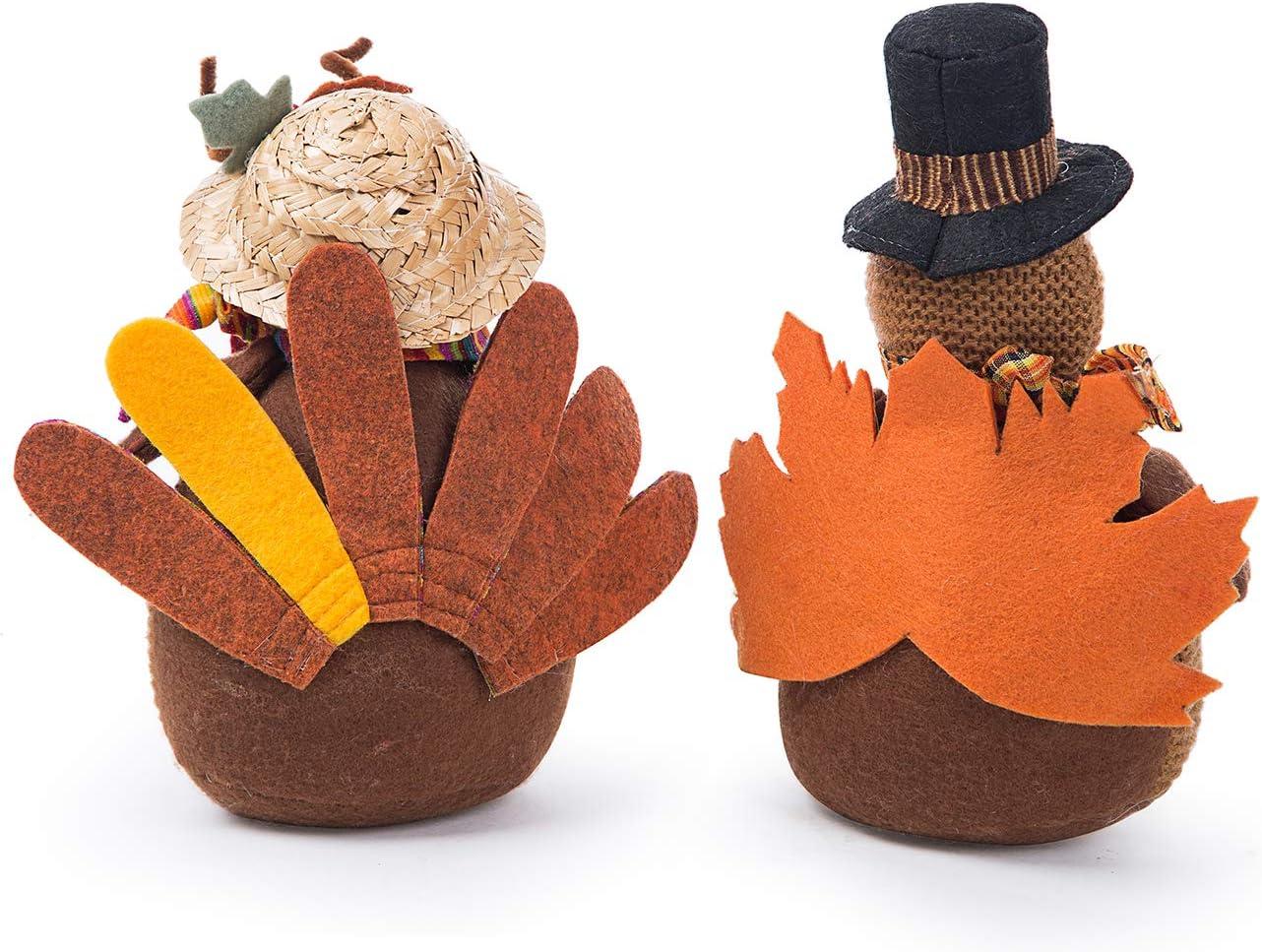 Handmade Brown and Yellow Thanksgiving Turkey Couple Dolls