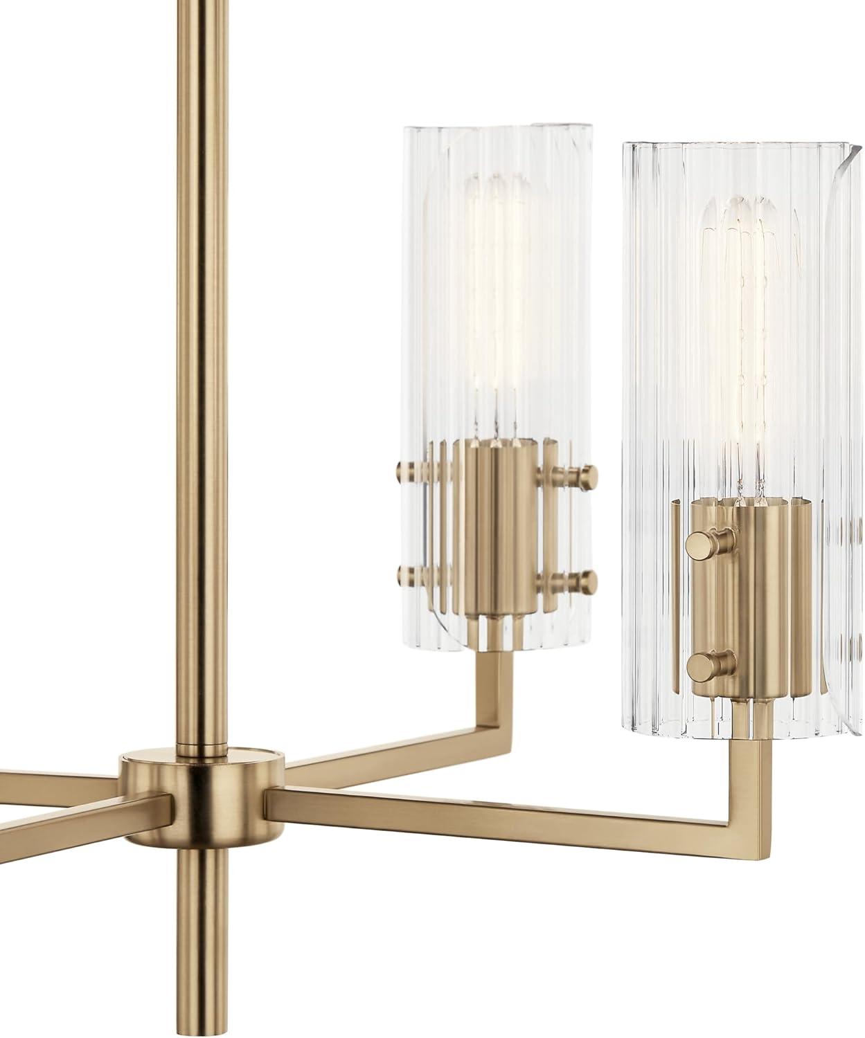 Champagne Bronze Mini Chandelier with Clear Fluted Glass Shades