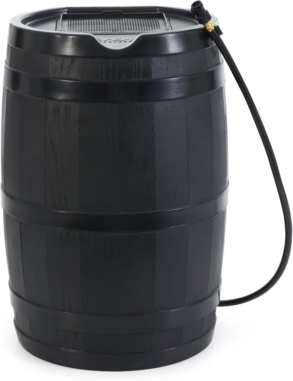 FCMP Outdoor FCMP Outdoor 45 Gallon Outdoor Rain Water Catcher Barrel Container, Black