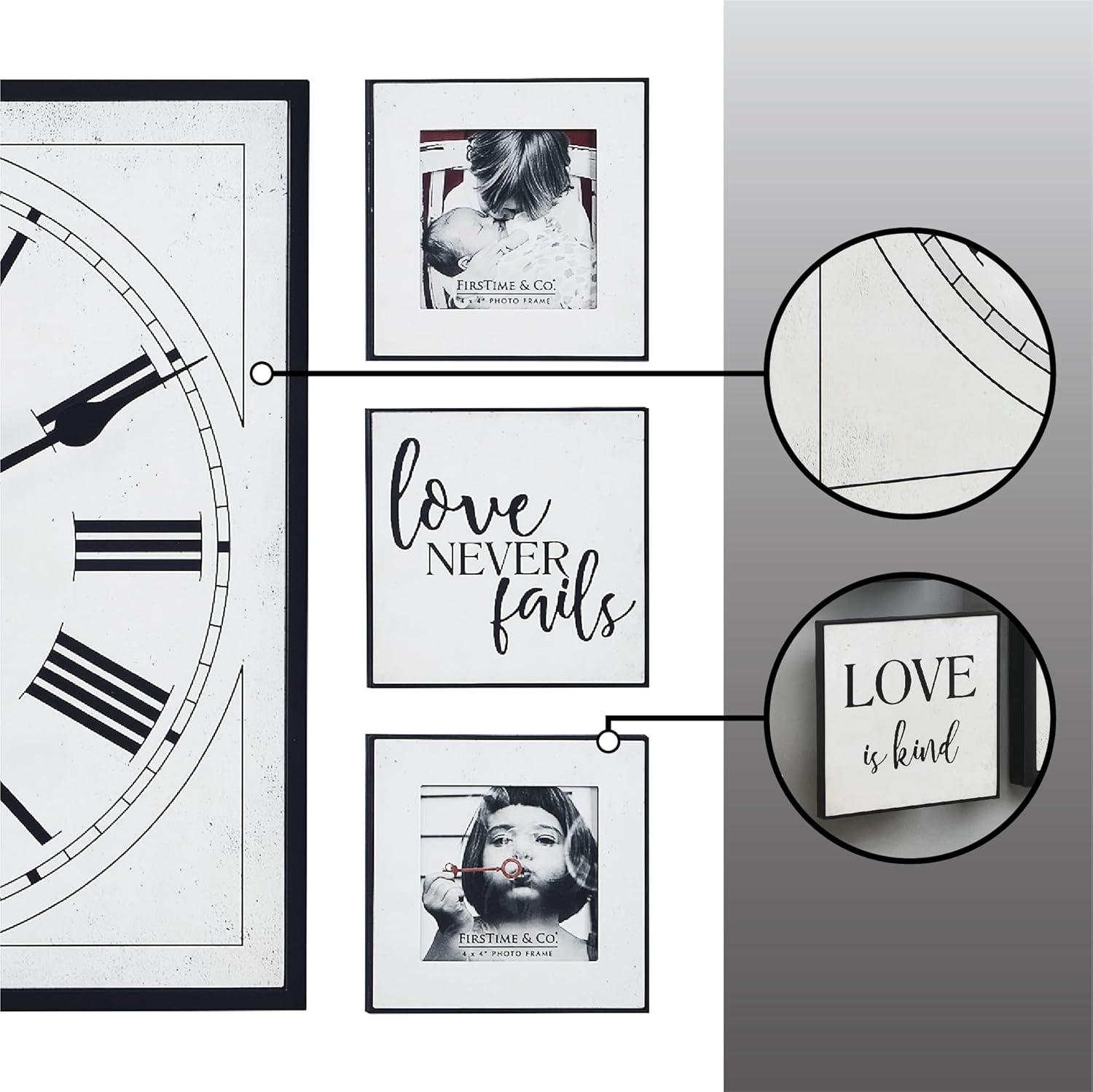 FirsTime & Co. White Love Frame Gallery Wall Clock 7-Piece Set, Farmhouse, Analog, 20 x 2 x 20 in