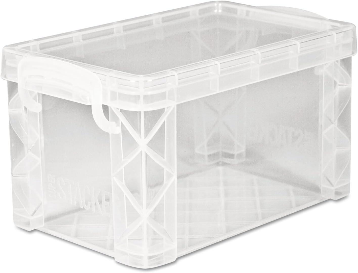 Advantus Super Stacker Storage Boxes, Holds 400 3 x 5 Cards, 6.25 x 3.88 x 3.5, Plastic, Clear