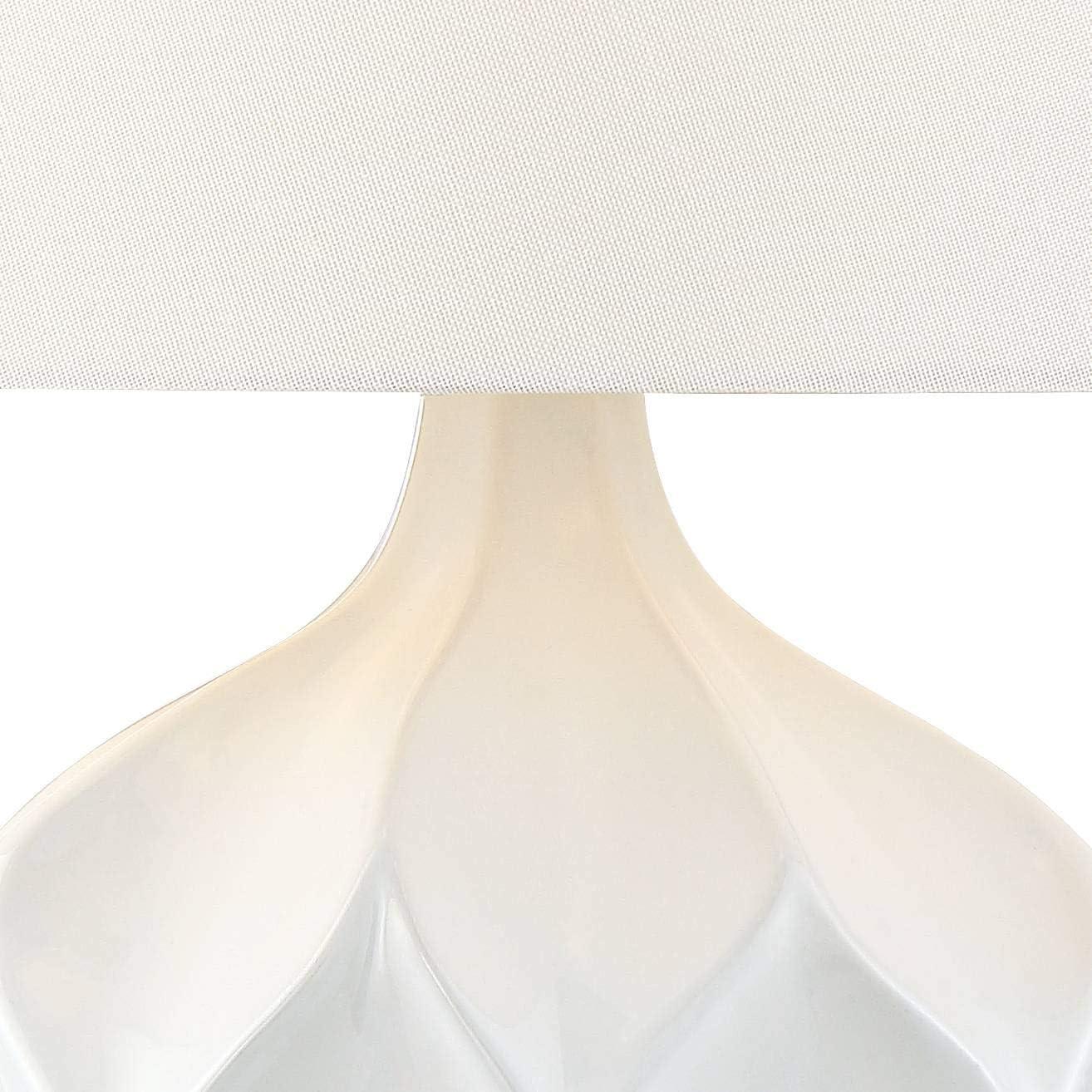 White Ceramic Geometric Mid Century Modern Table Lamp