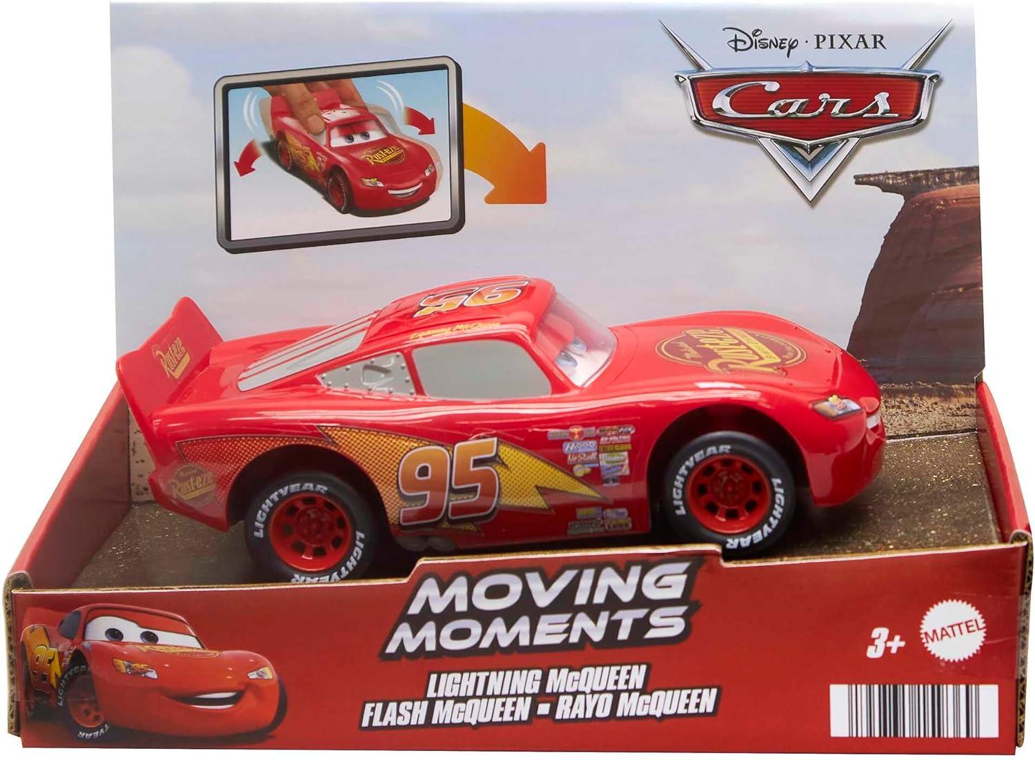 Disney Pixar Cars Toy Cars & Trucks, Moving Moments Lightning McQueen Vehicle with Moving Eyes & Mouth