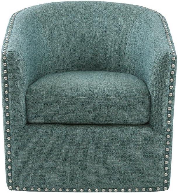 Sheldon Swivel Chair Teal: Upholstered Polyester, No Assembly, Modern Armchair, 300 lbs Capacity