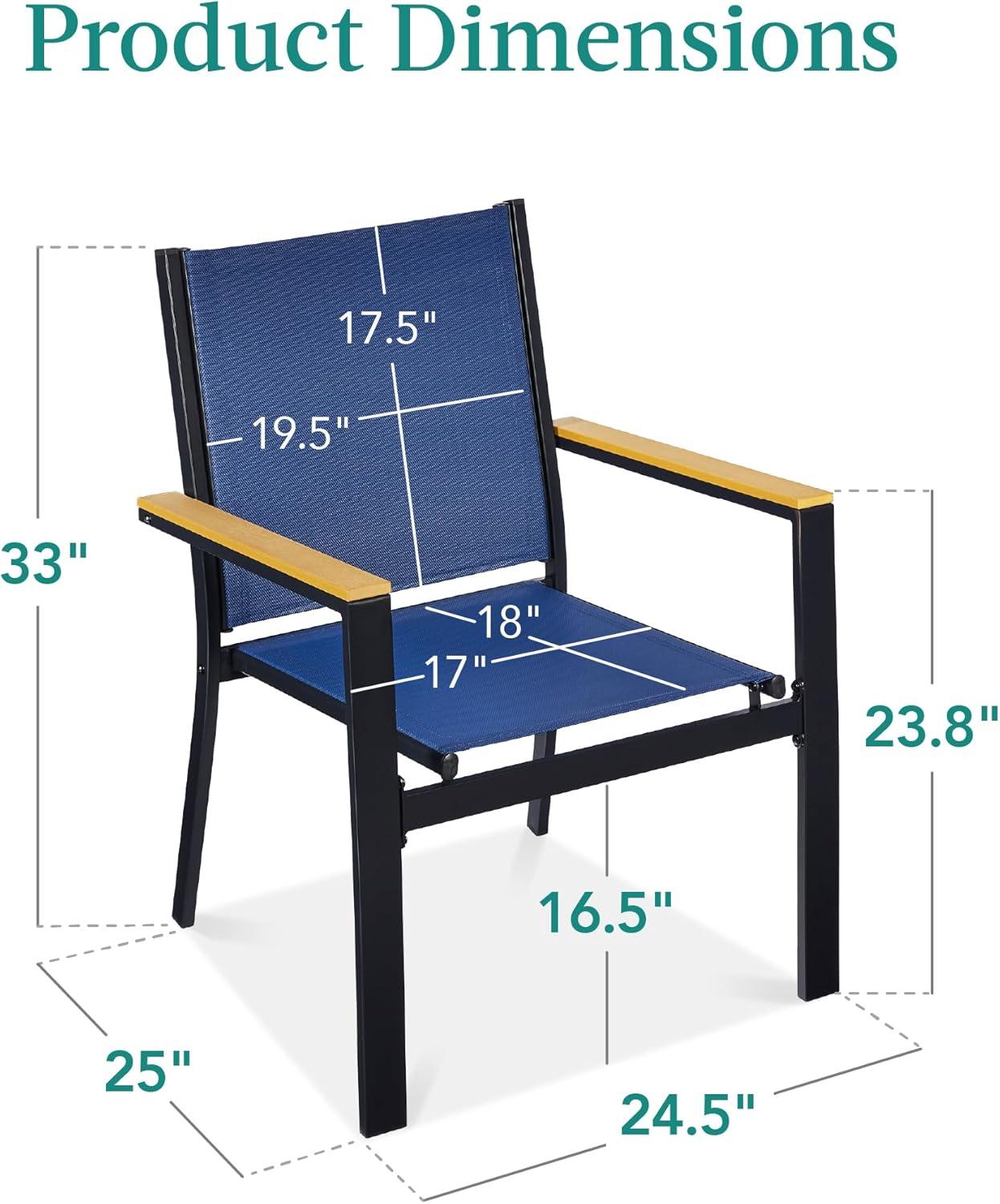 Best Choice Products Set of 2 Textilene Chairs, Conversation Dining Accent Furniture w/ Armrests