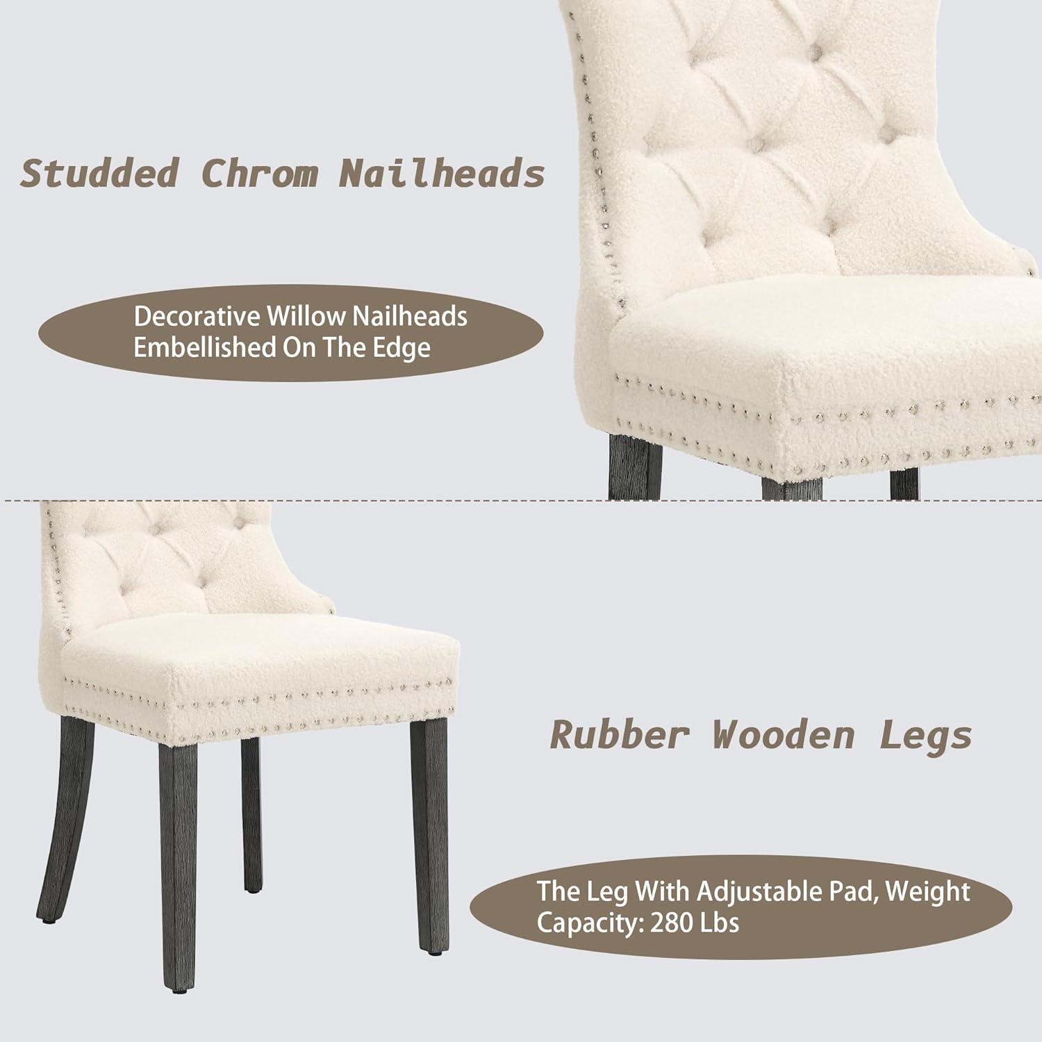 Almeada Stylish Tufted High Back Parsons Chair Dining Chair with Nailhead Trim