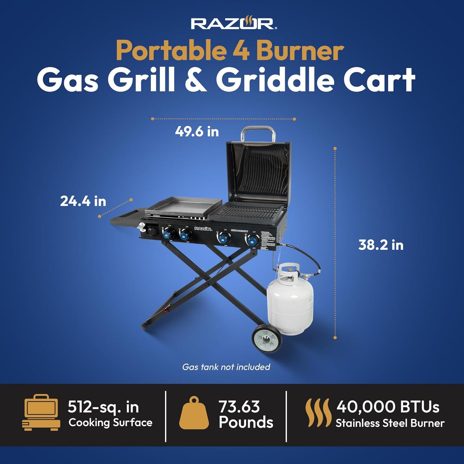 Razor Griddle 4 - Burner Portable Liquid Propane Gas Grill