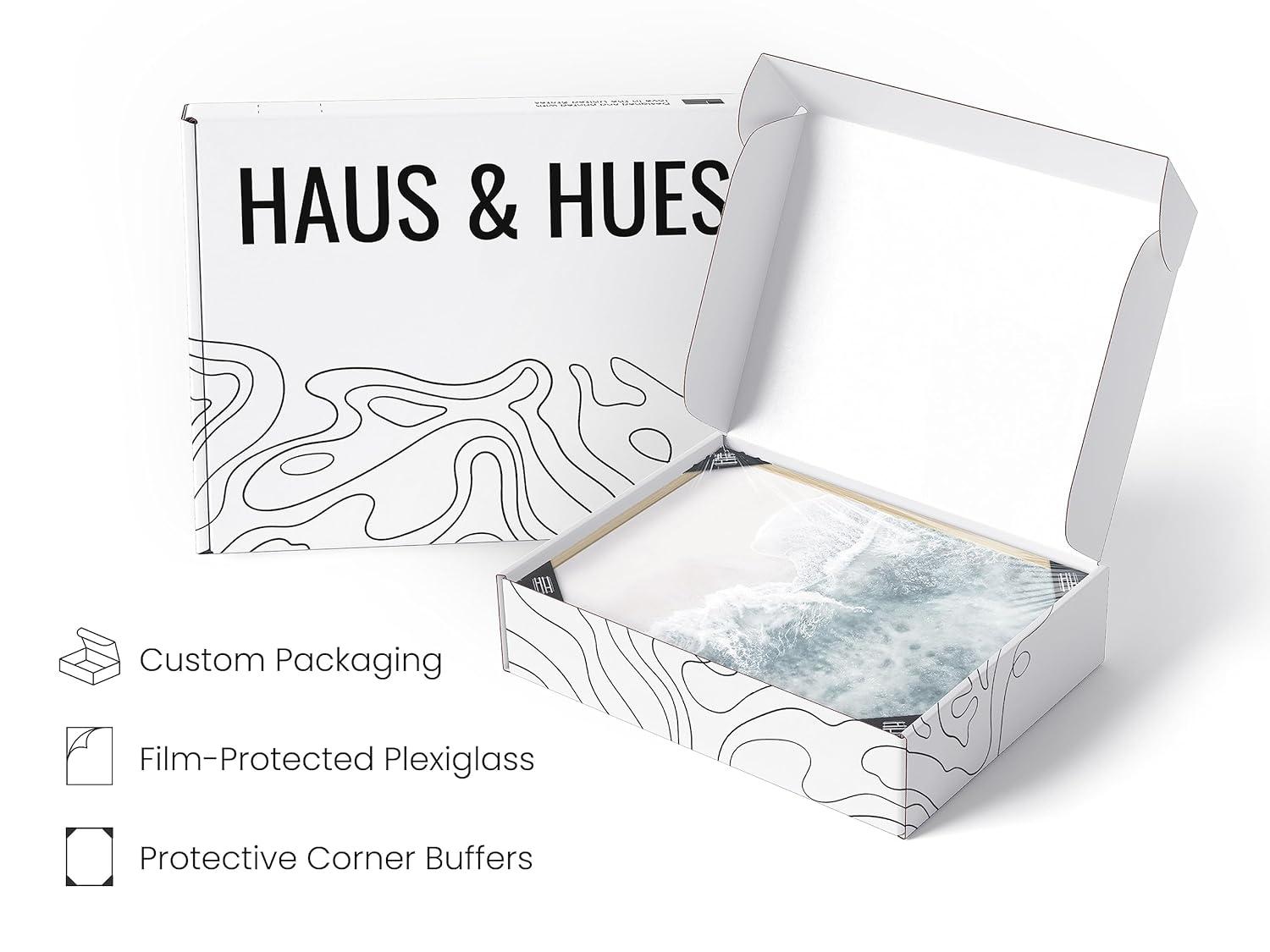 Haus and Hues Beach Wall Decor - Set of 3 Beach Pictures Wall Art, Ocean Wall Art, Coastal Wall Art, Nature Wall Art, Modern Wall Art, Beach Poster, Framed Wall Art For Living Room(Framed Beige 12x16)