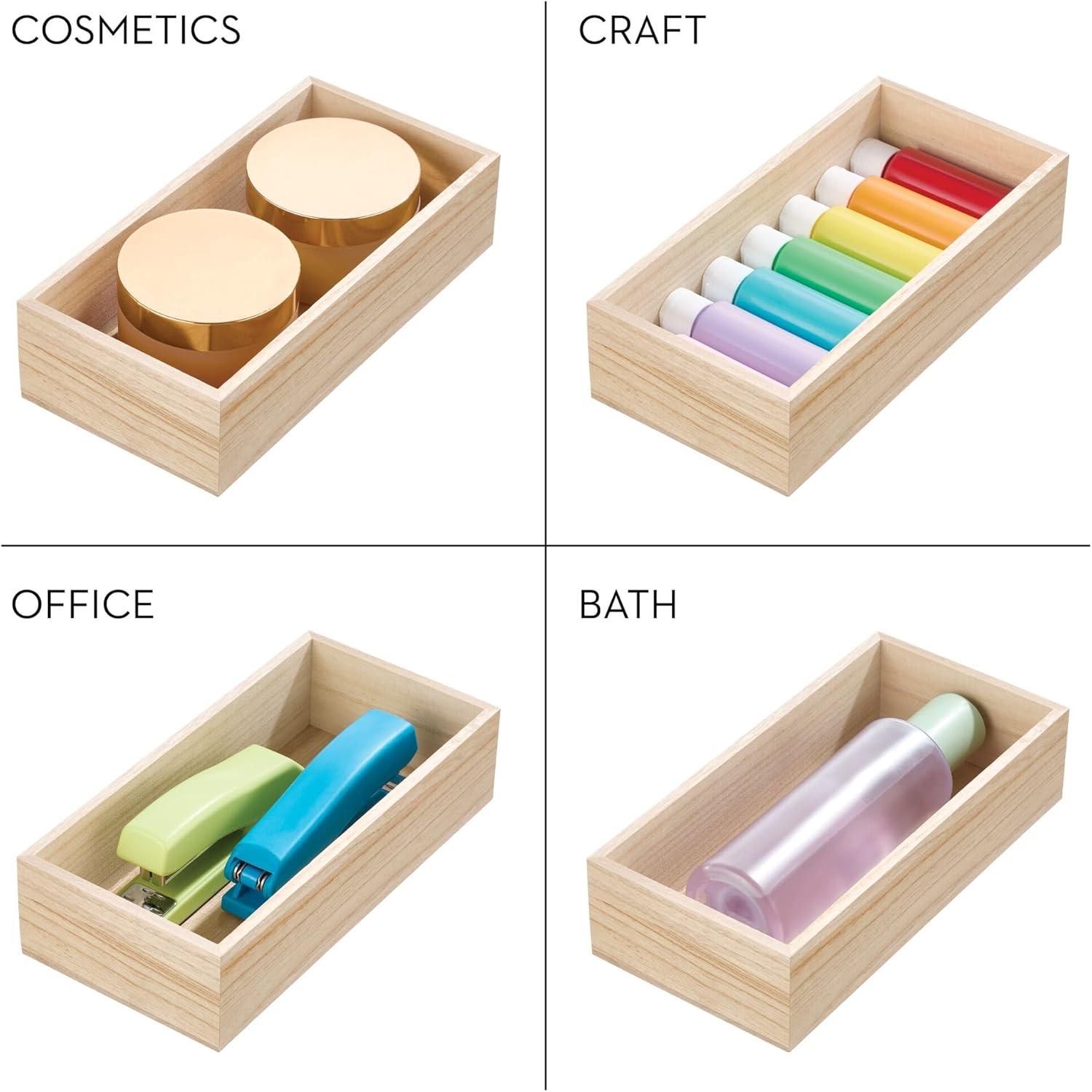 iDesign Renewable Wood Collection in Paulownia Wood Drawer Organizer Bin, 3.3" x 15" x 2.5"