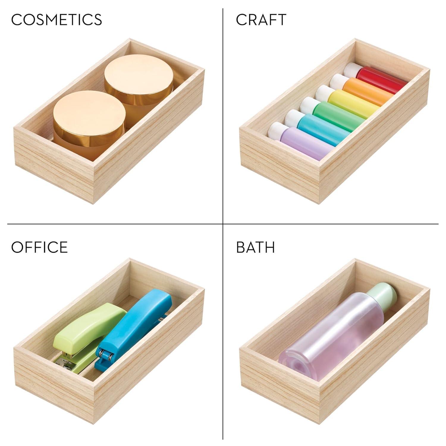 iDesign Renewable Wood Collection in Paulownia Wood Drawer Organizer Bin, 3.3" x 15" x 2.5"