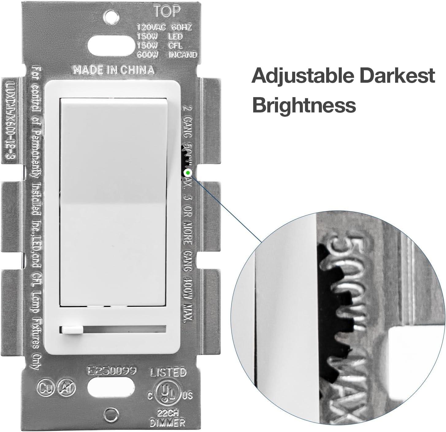 White Single-Pole or 3-Way Slide Control Dimmer Switch