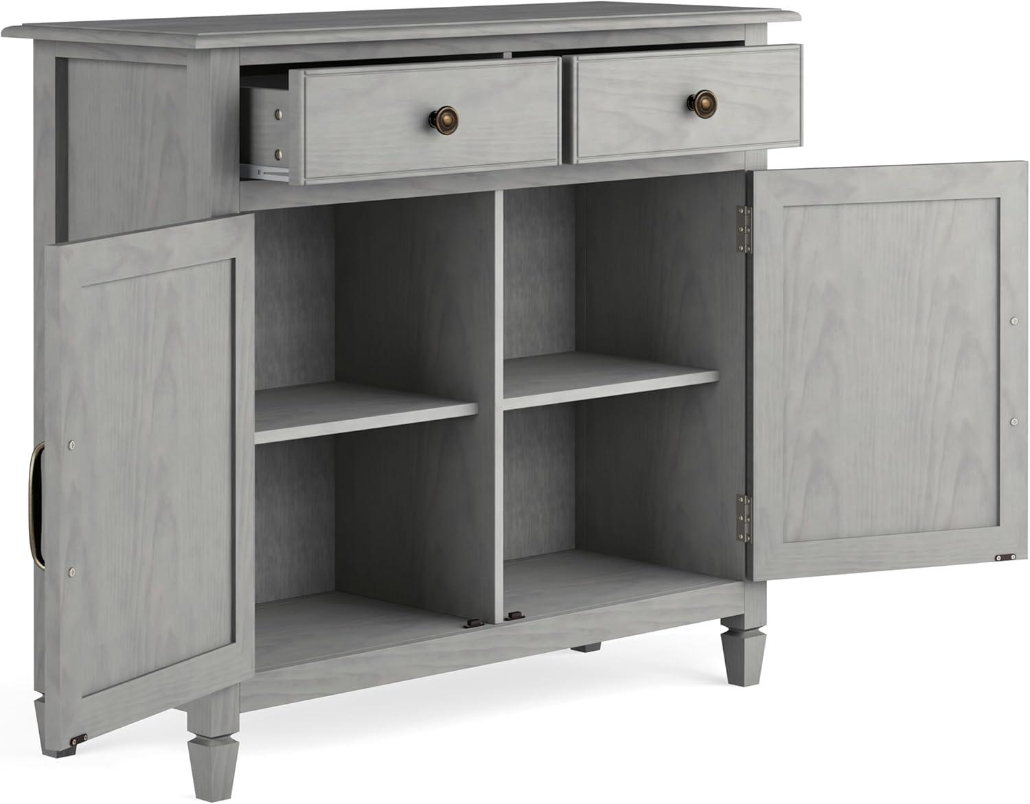 Simpli Home Connaught 40"W Solid Wood 2-Shelf Entryway Storage Cabinet with 2 Storage Drawers