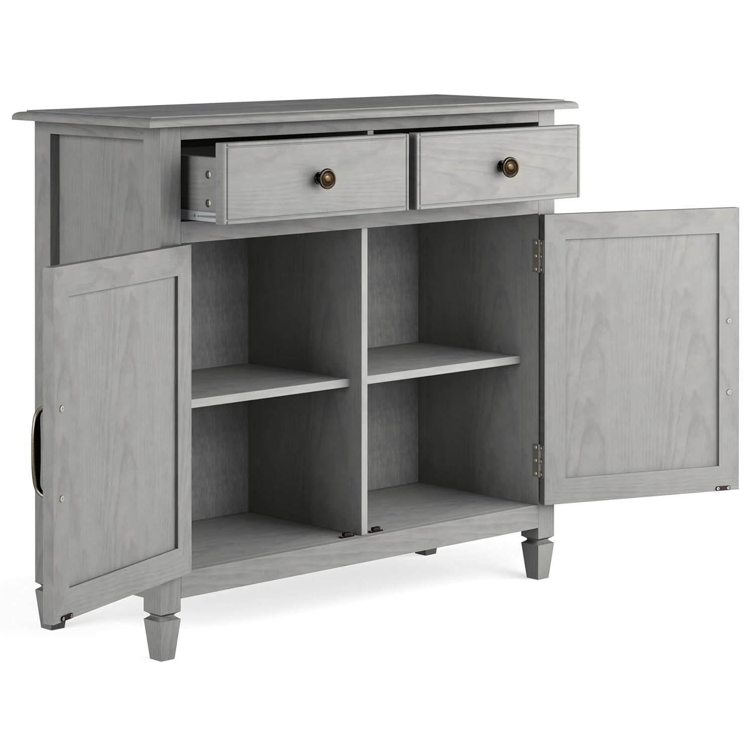Simpli Home Connaught 40"W Solid Wood 2-Shelf Entryway Storage Cabinet with 2 Storage Drawers