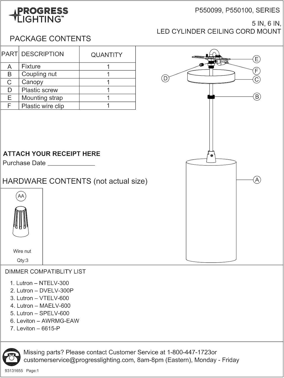 Progress Lighting, Cylinder Collection, 1-Light, Outdoor LED Hanging Pendant, Black, Aluminum, No Shade