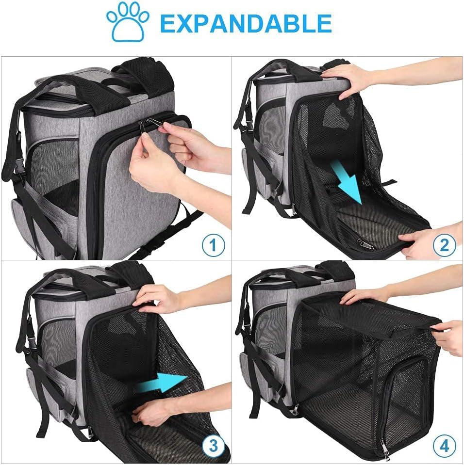 Gray Expandable Soft-Sided Pet Backpack Carrier