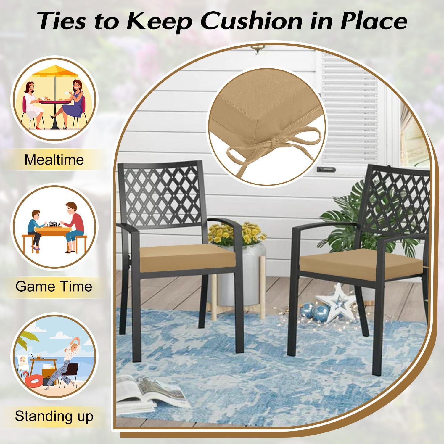 LOVTEX Outdoor Chair Cushions Set of 4, Waterproof Patio Chair Cushions with Ties, 17 x 16 x 2 inch, Floral