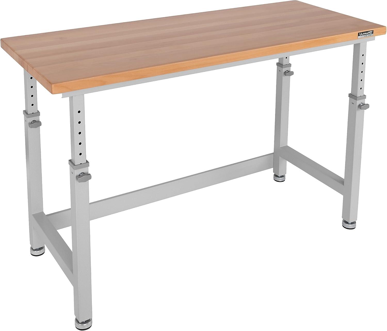 Seville Classics UltraHD Adjustable Height Workbench, 60" W x 24" D x 28.5" - 42" H