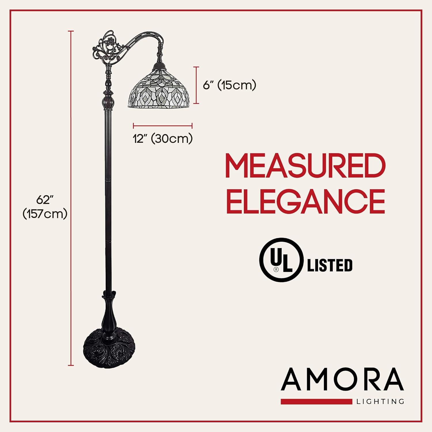 Amora Lighting  Tiffany Style Peacock Design Floor Reading Lamp