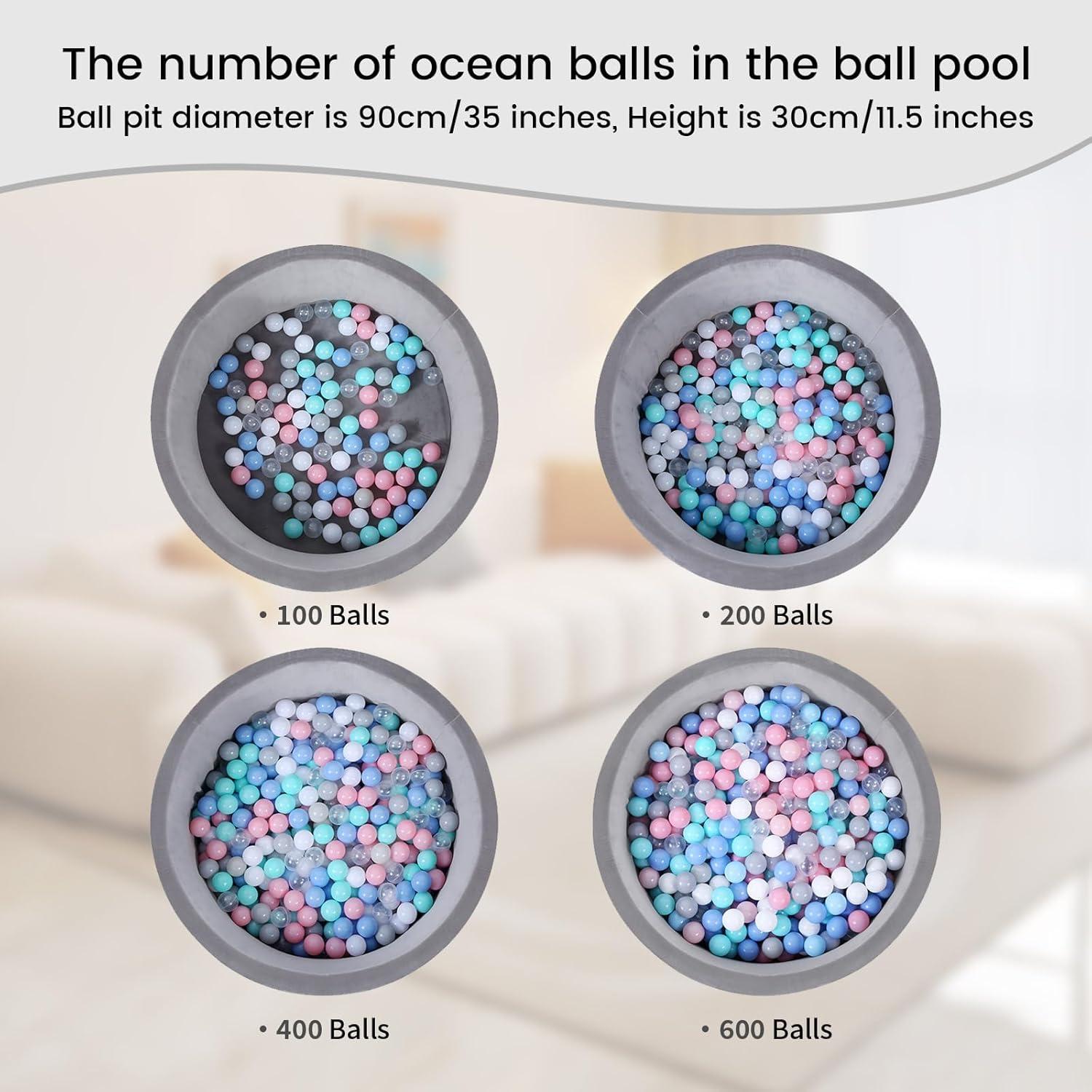 Anvazise 100Pcs Ball Pit Balls Thickened Eco-friendly Smooth Reusable Bite-resistant Hand-on Ability PE Material Macaron Color Pit Balls Kindergarten Toy