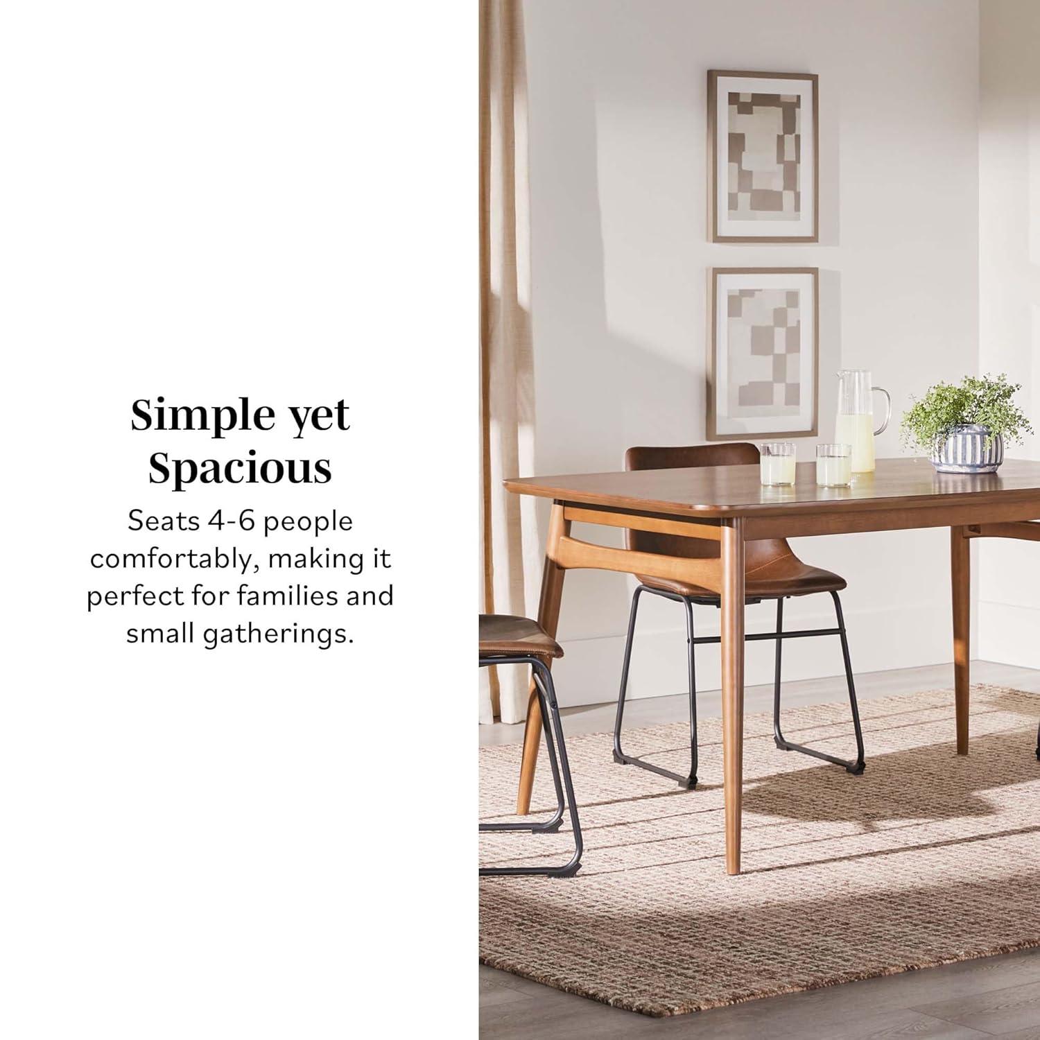 George Oliver Mid-Century 59" Modern Wood Tapered Legs Dining Table,kitchen table,dinning table