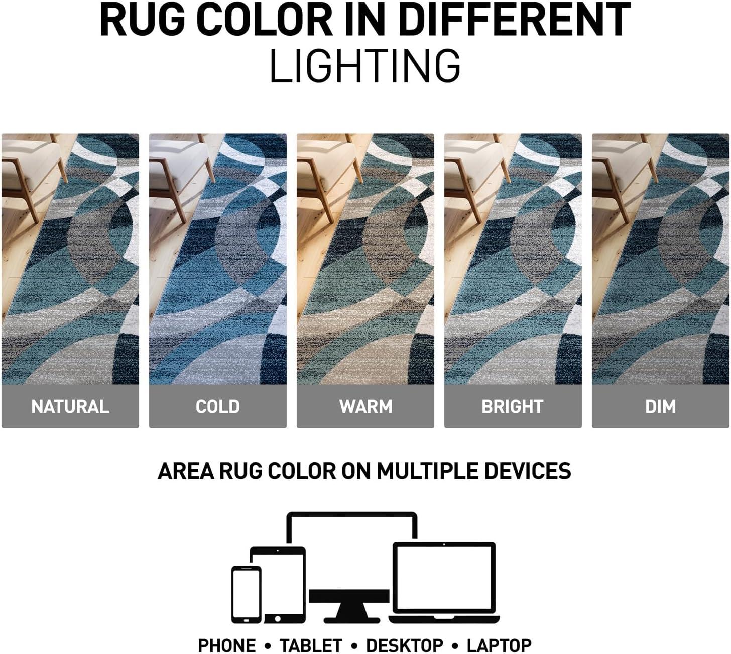 World Rug Gallery Geometric Circles Blue 6'6" Round Rug