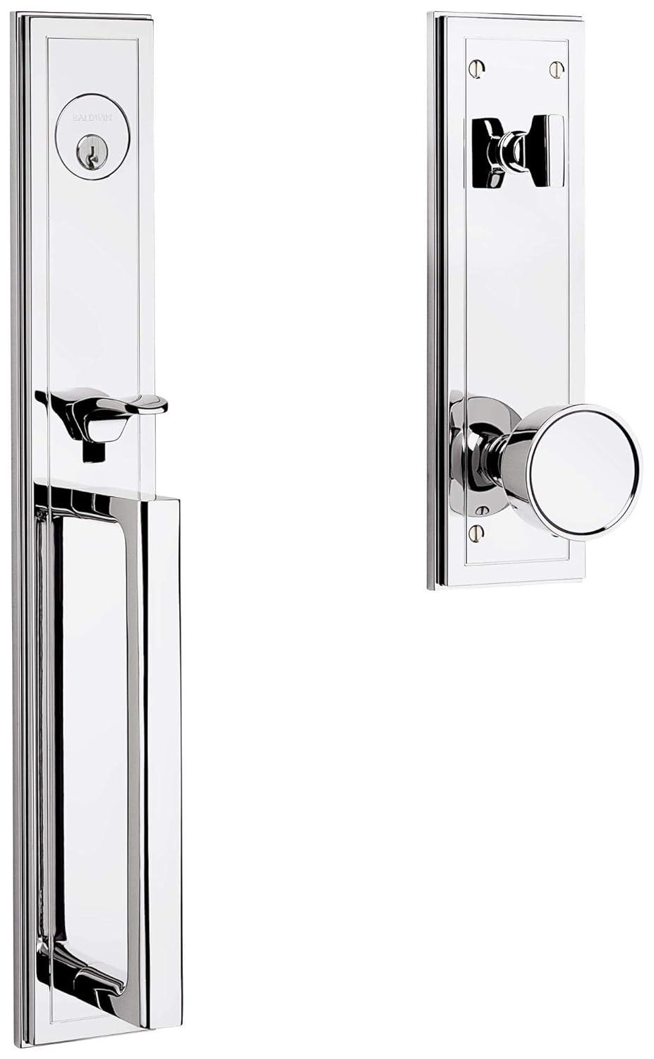 Baldwin 85311.ENTR Hollywood Hills Full Plate Single Cylinder Door Handleset with Interior K008 Knob and Emergency Egress Function - Polished Chrome